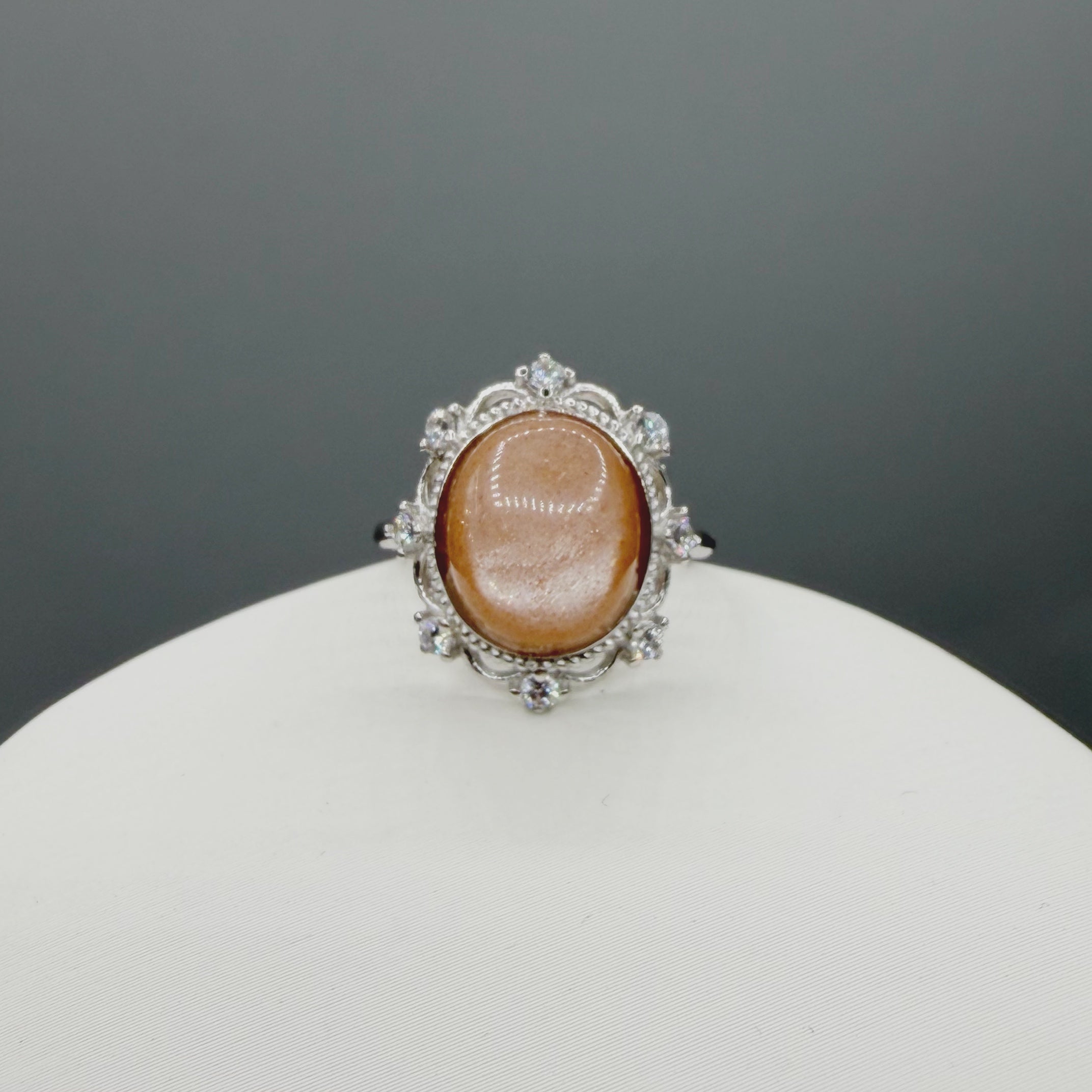 Anello Pietra di Luna Pesca - Argento 925