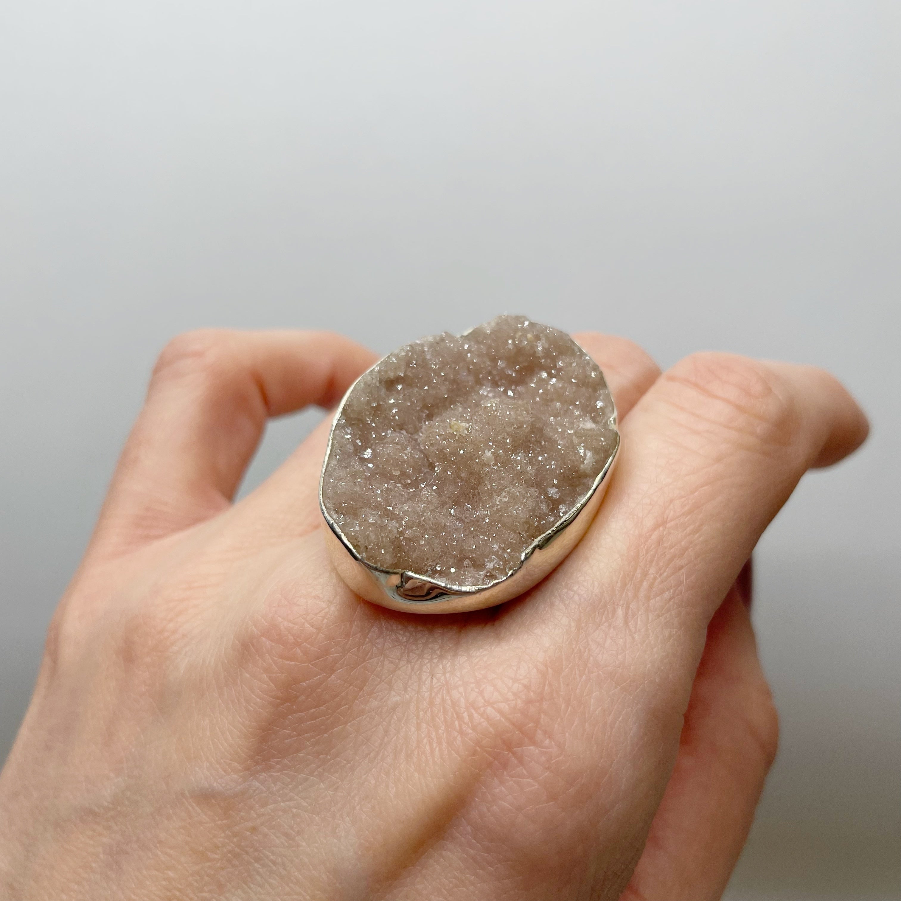 Anello Drusa di Ametista Rosa e Argento 925