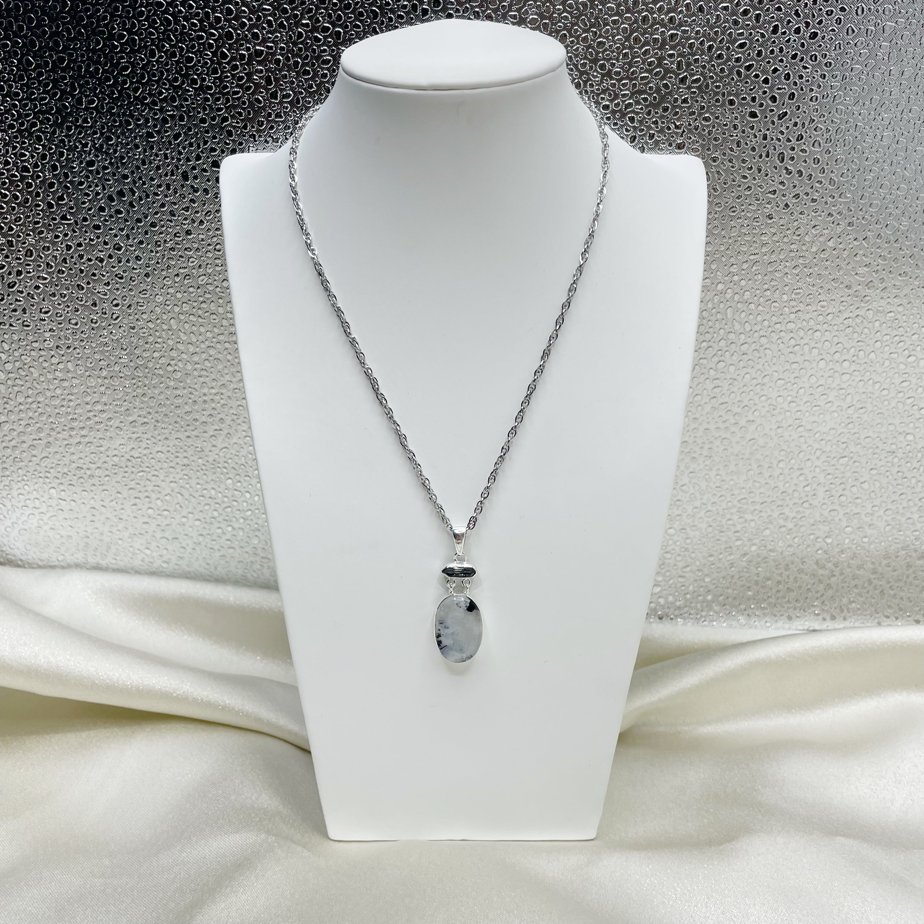 Ciondolo Labradorite e Tormalina Ovale - Argento 925