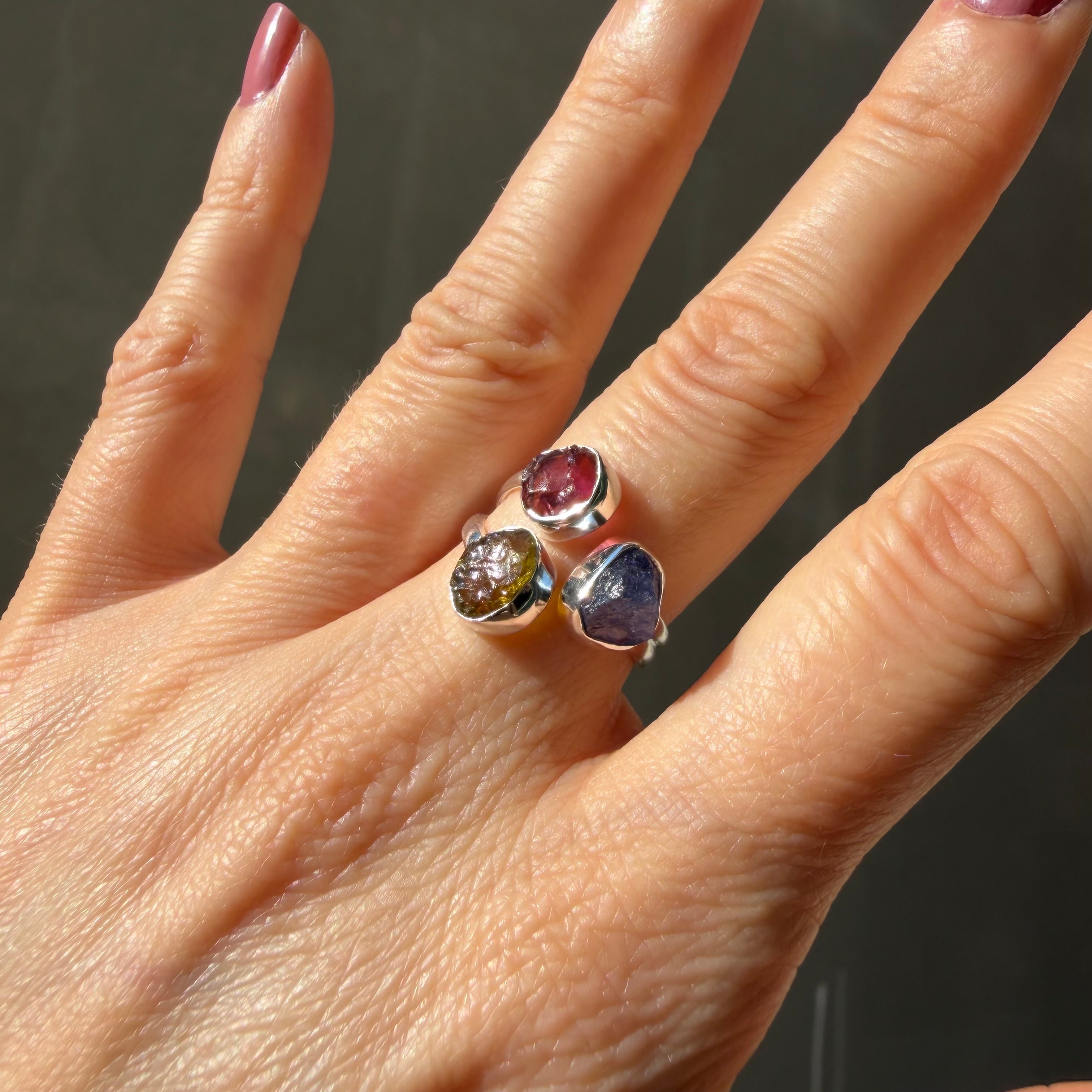 Anello Tanzanite e Tormalina Policroma - Argento 925