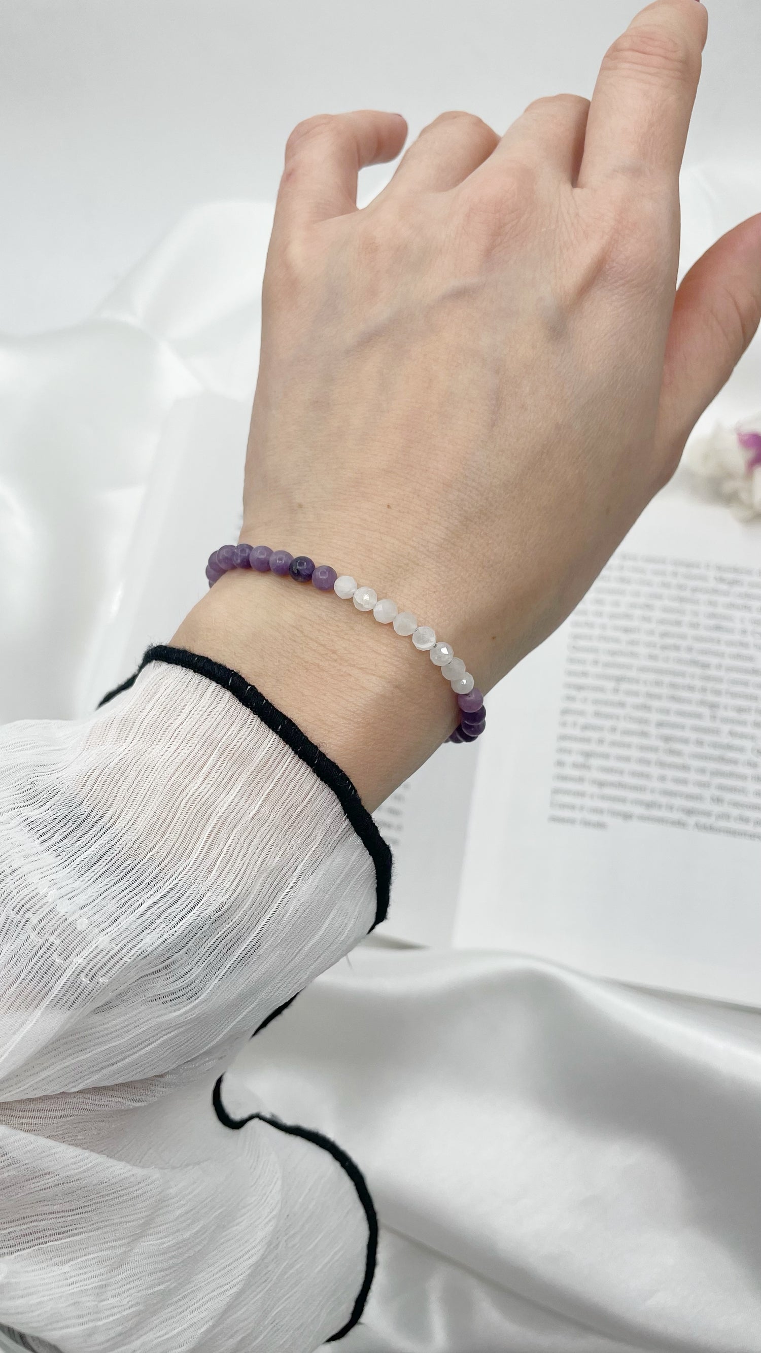 Bracciale Celebrity - Lepidolite e Labradorite Bianca