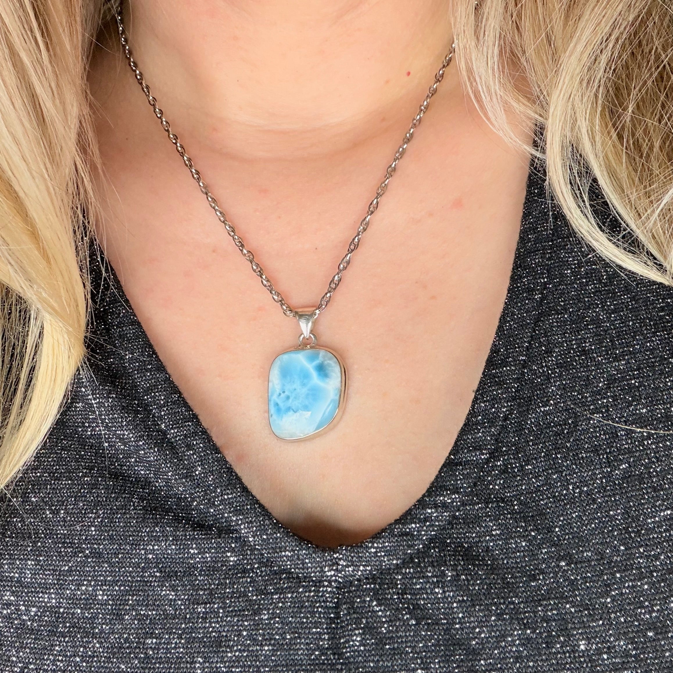 Ciondolo Larimar Argento 925 - Irregolare