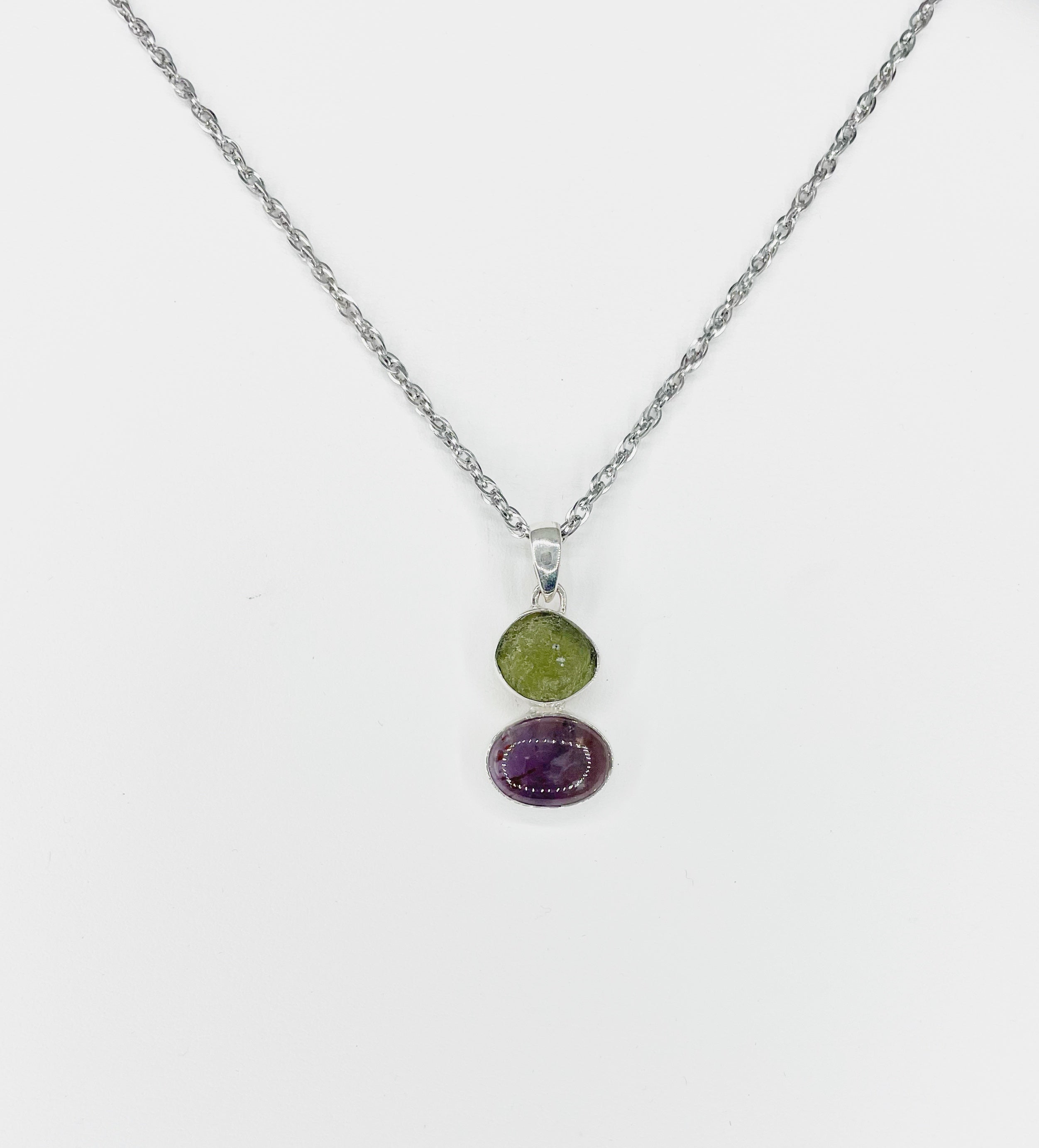 Ciondolo Moldavite e Super Seven - Argento 925