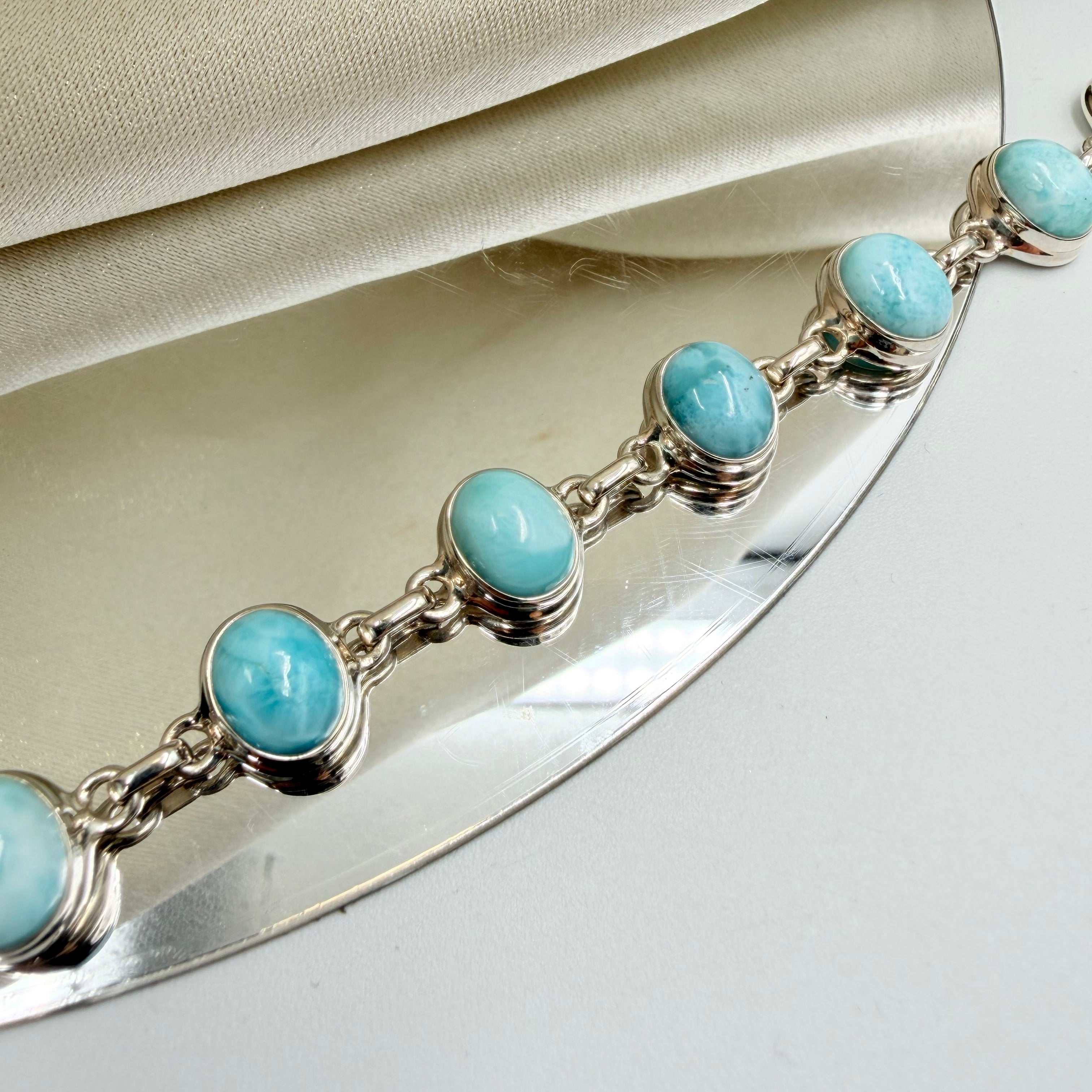 Bracciale Larimar e Argento 925 - Ovale