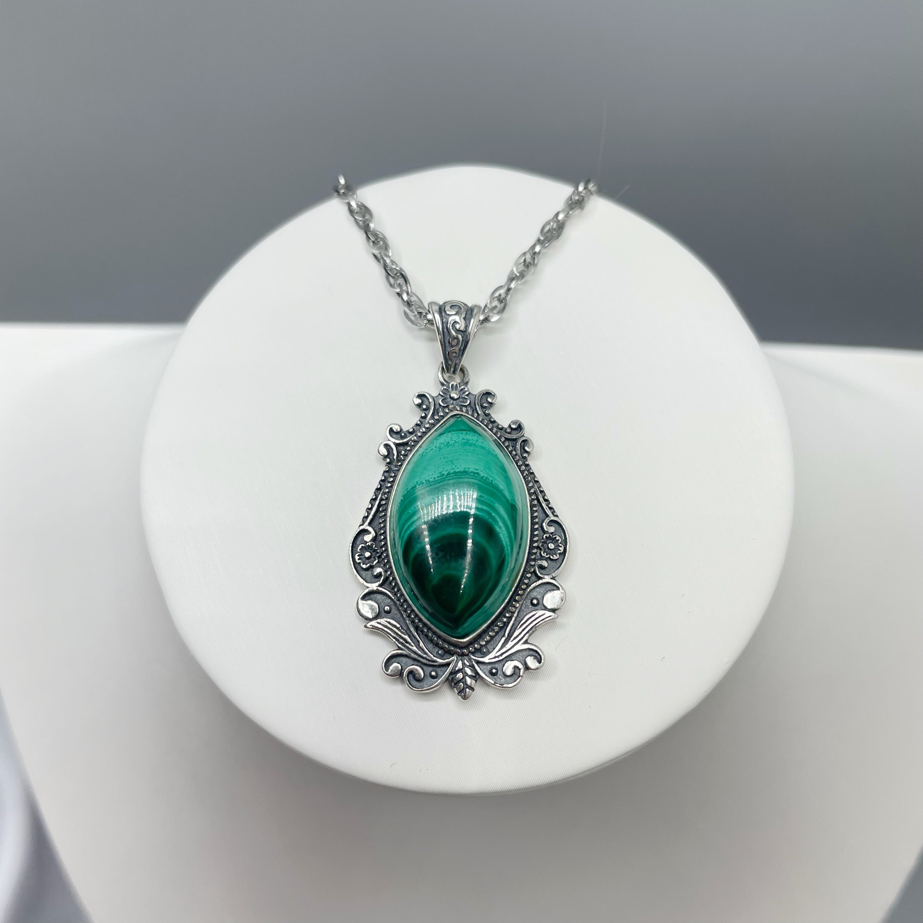 Ciondolo Malachite Vintage - Argento 925