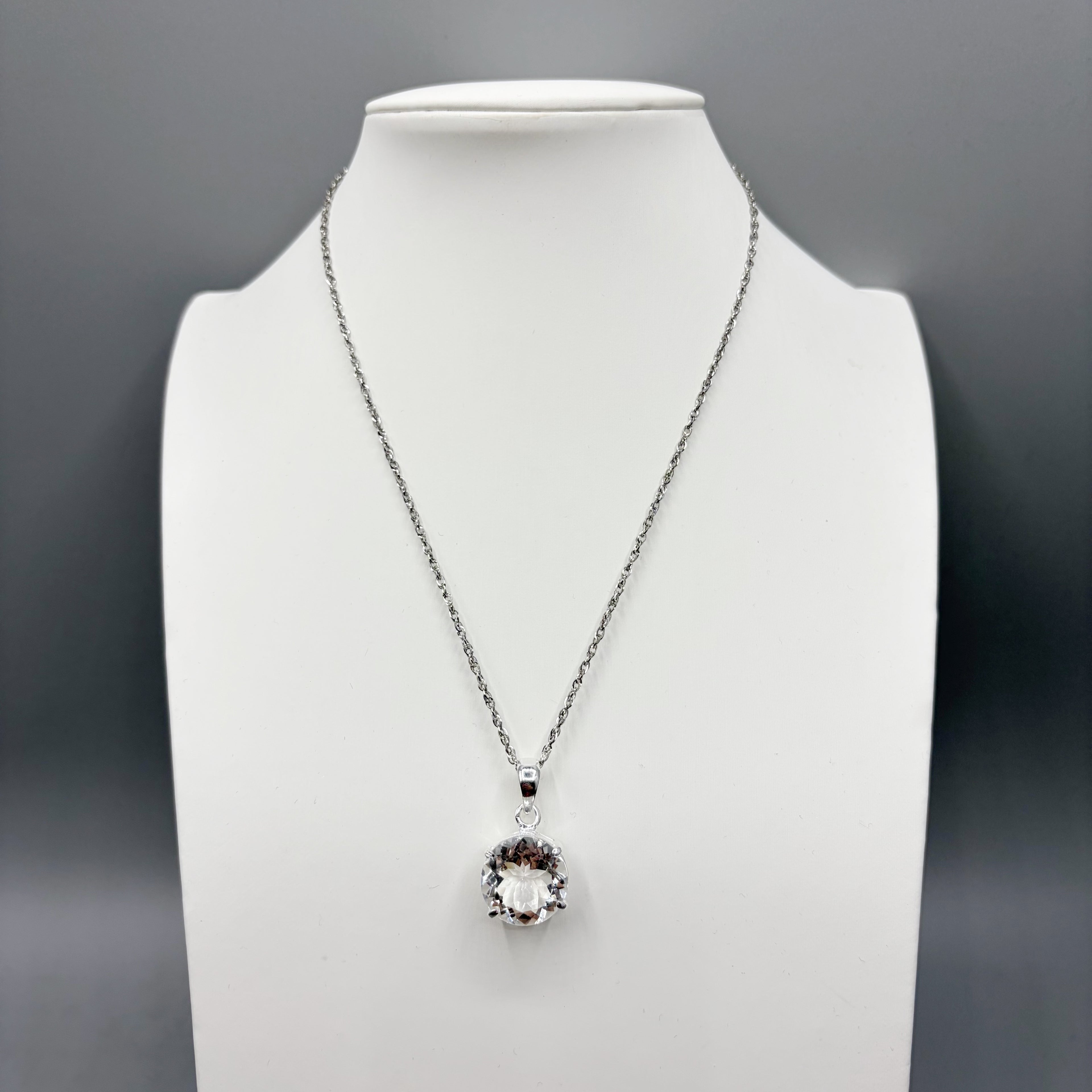 Ciondolo Cristallo di Rocca e Argento 925 - Tondo