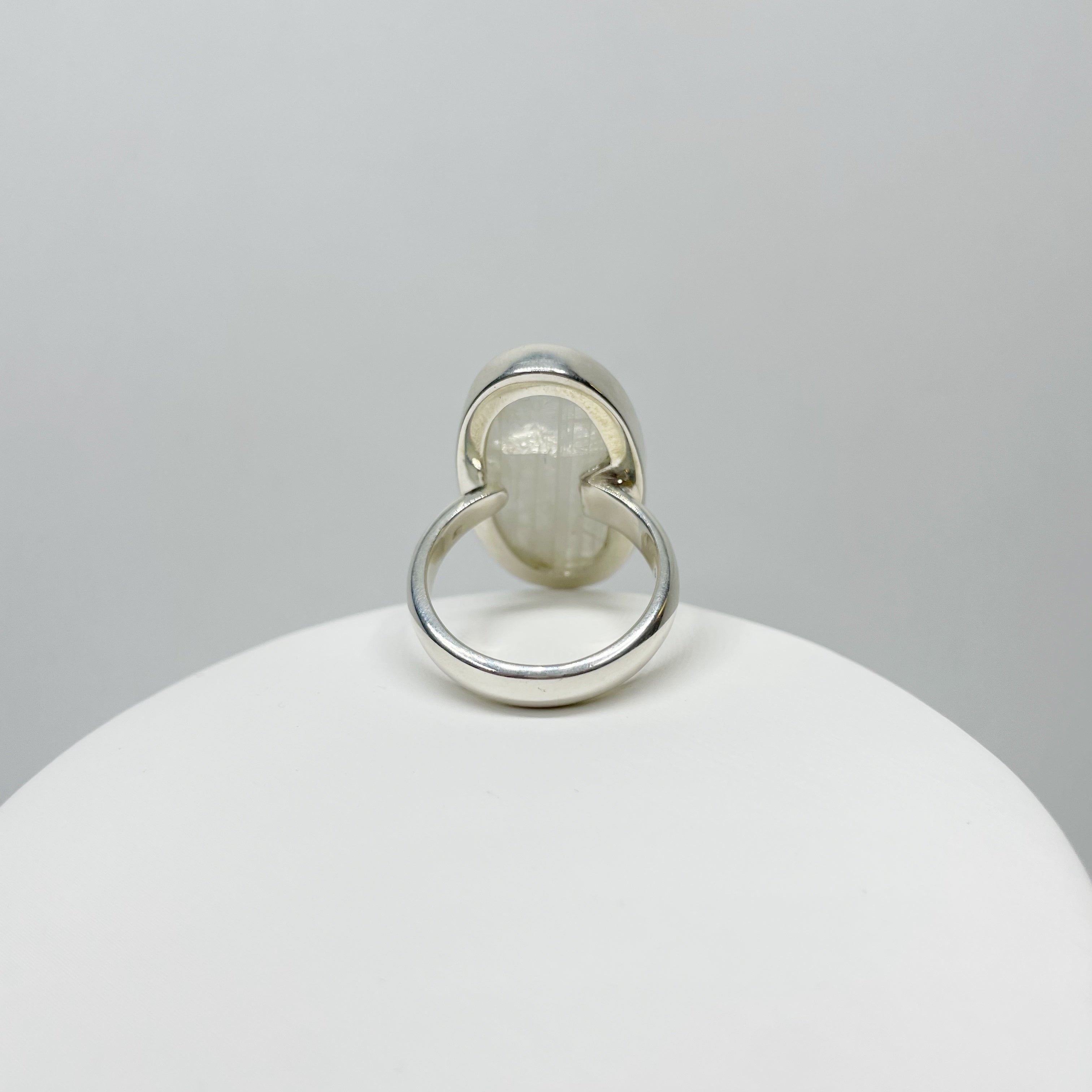 Anello Labradorite Bianca Ovale - Argento 925