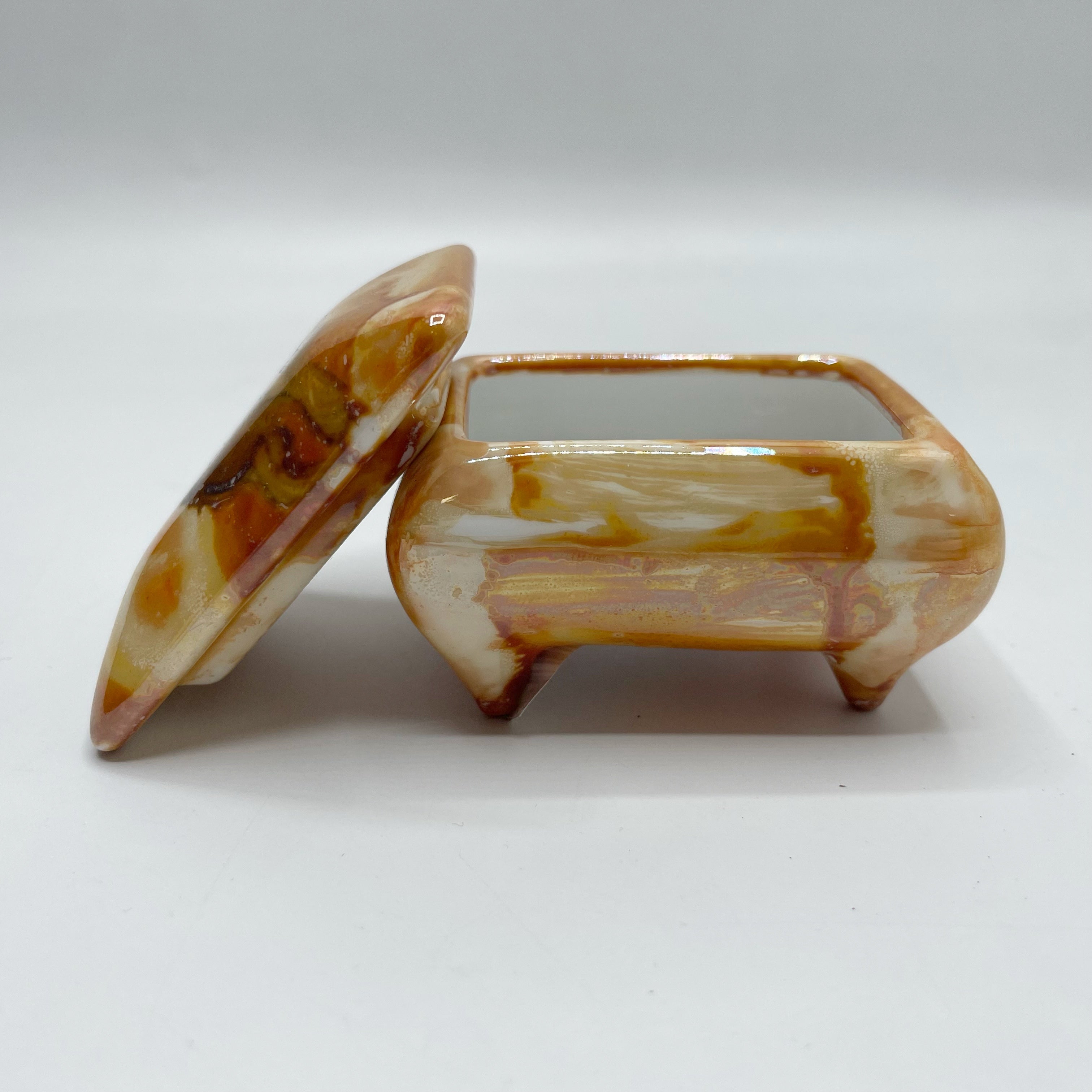 Portagioie piccolo, porcellana dipinta a mano - Arancio