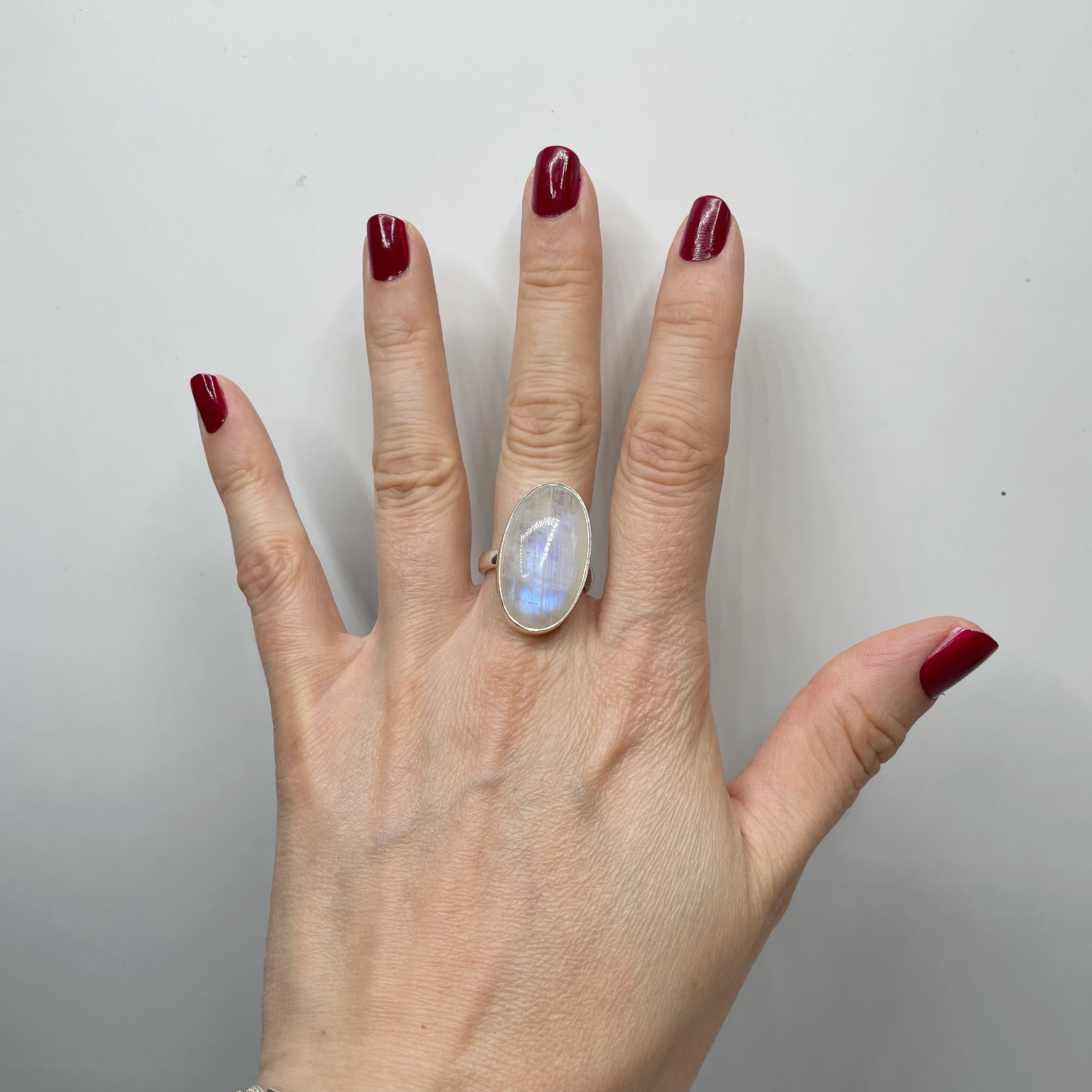 Anello Labradorite Bianca Ovale - Argento 925
