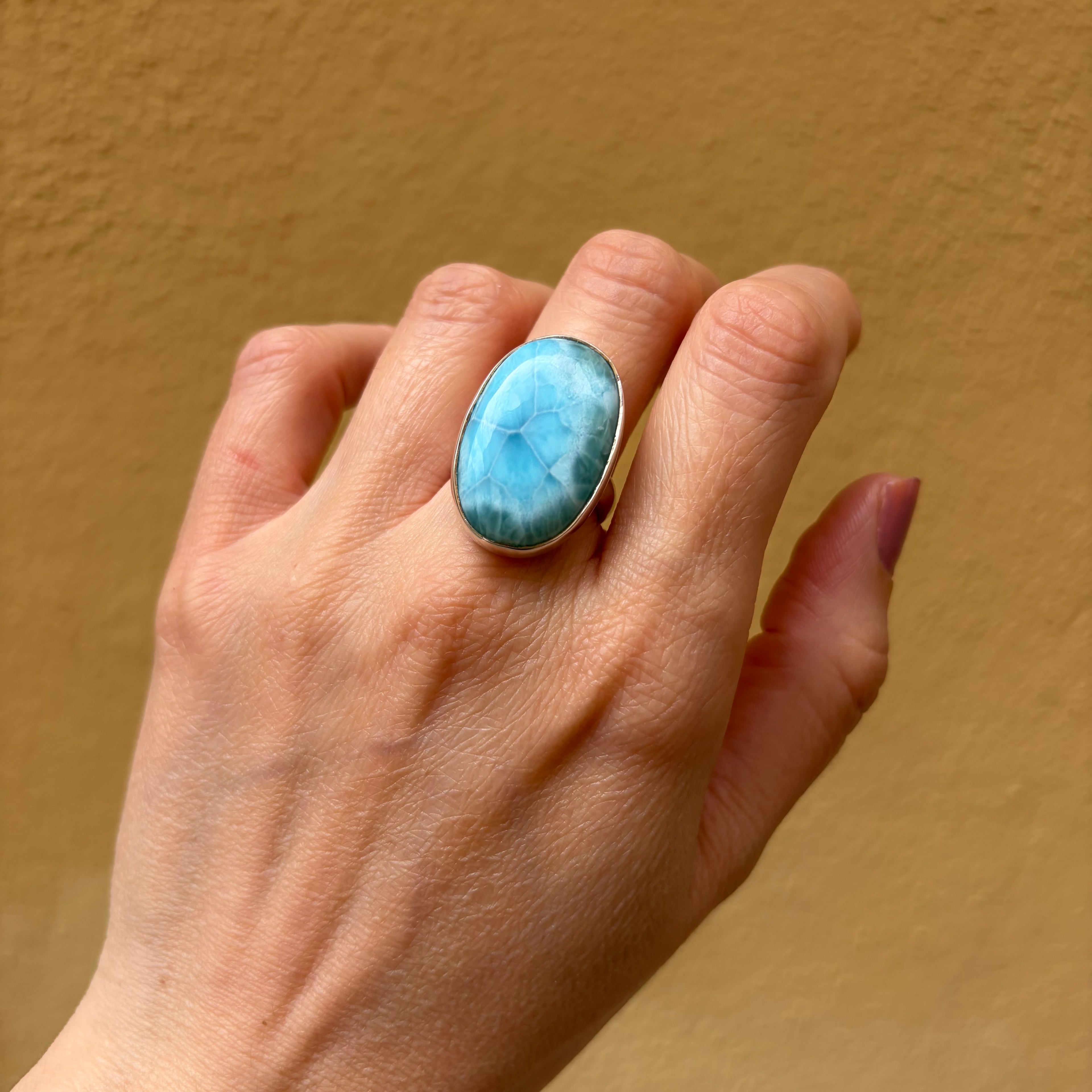 Anello Larimar Argento 925 - Ovale grande