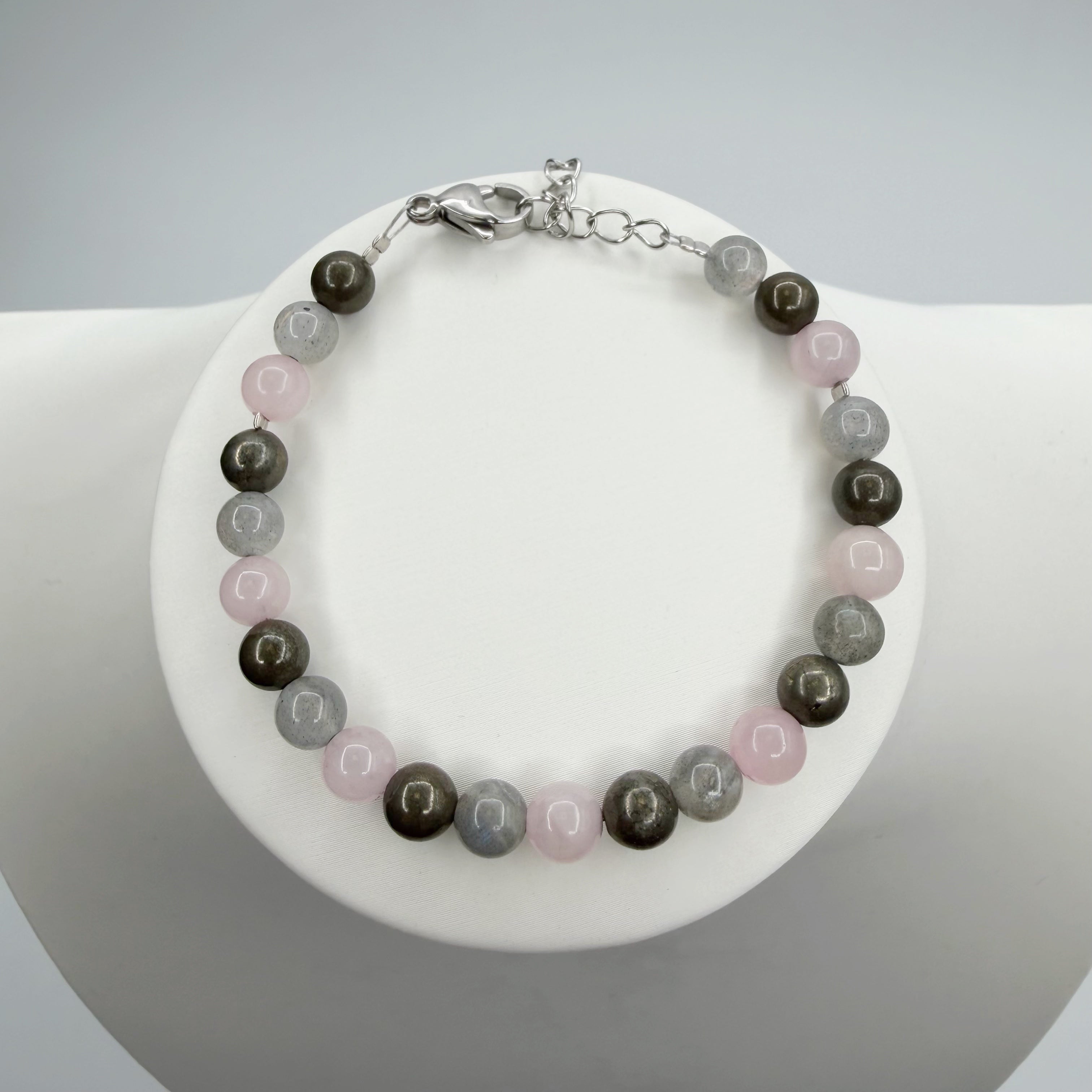 Bracciale Abbondanza Plus (Pirite, Labradorite, Quarzo Rosa)