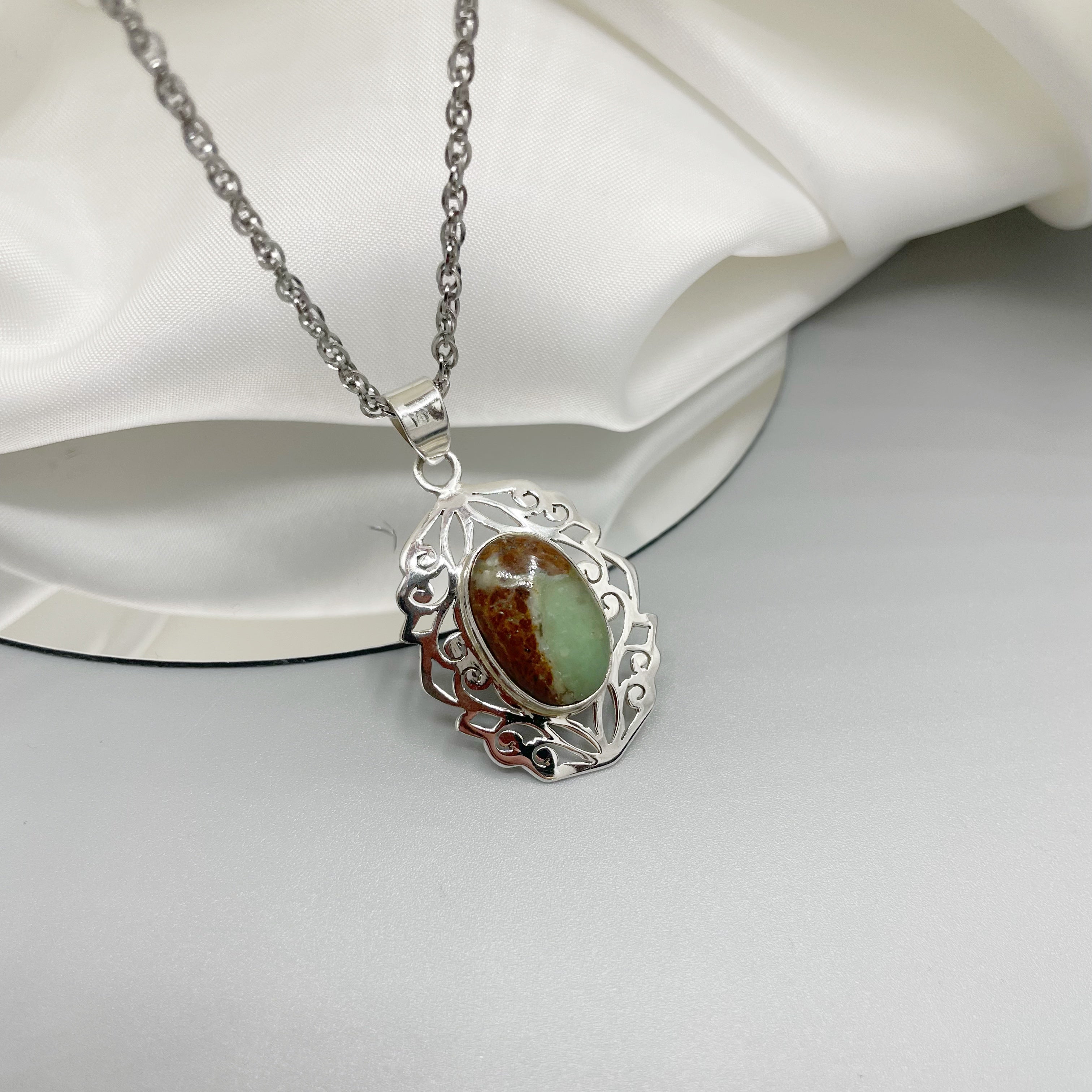 Ciondolo Crisoprasio Diadema - Argento 925