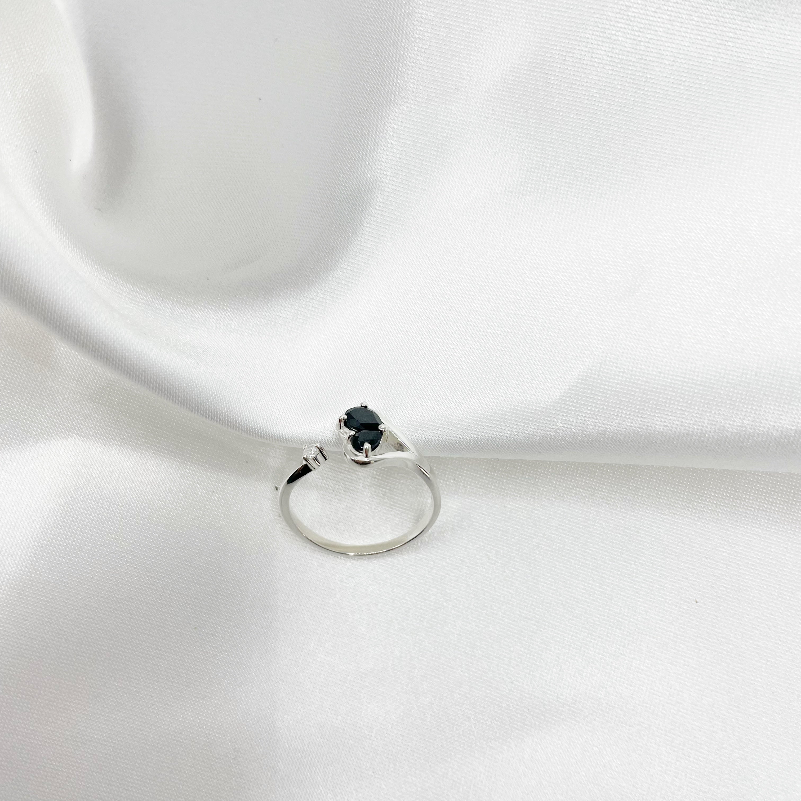 Anello Tormalina Nera e Topazio Bianco - Argento 925