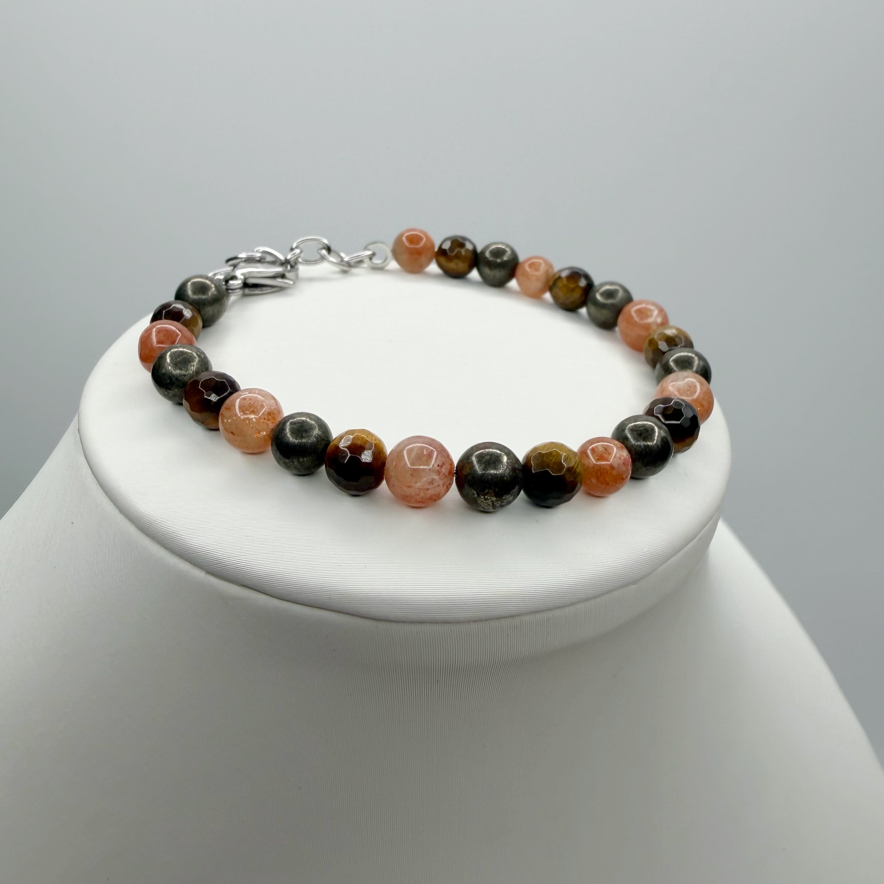 Bracciale Ricchezza - Pirite, Occhio di Tigre, Pietra del Sole - LIMITED EDITION