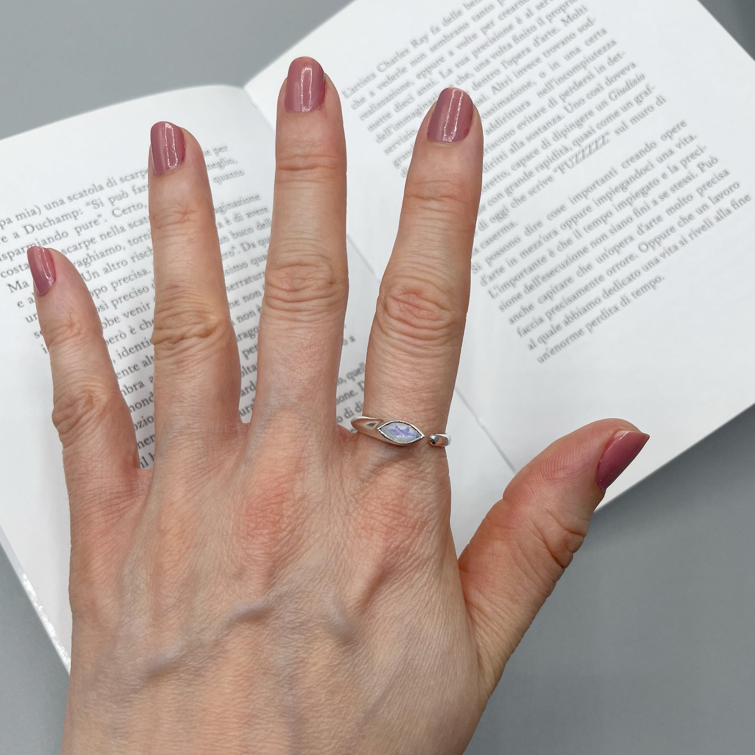 Anello Labradorite Bianca - Argento 925