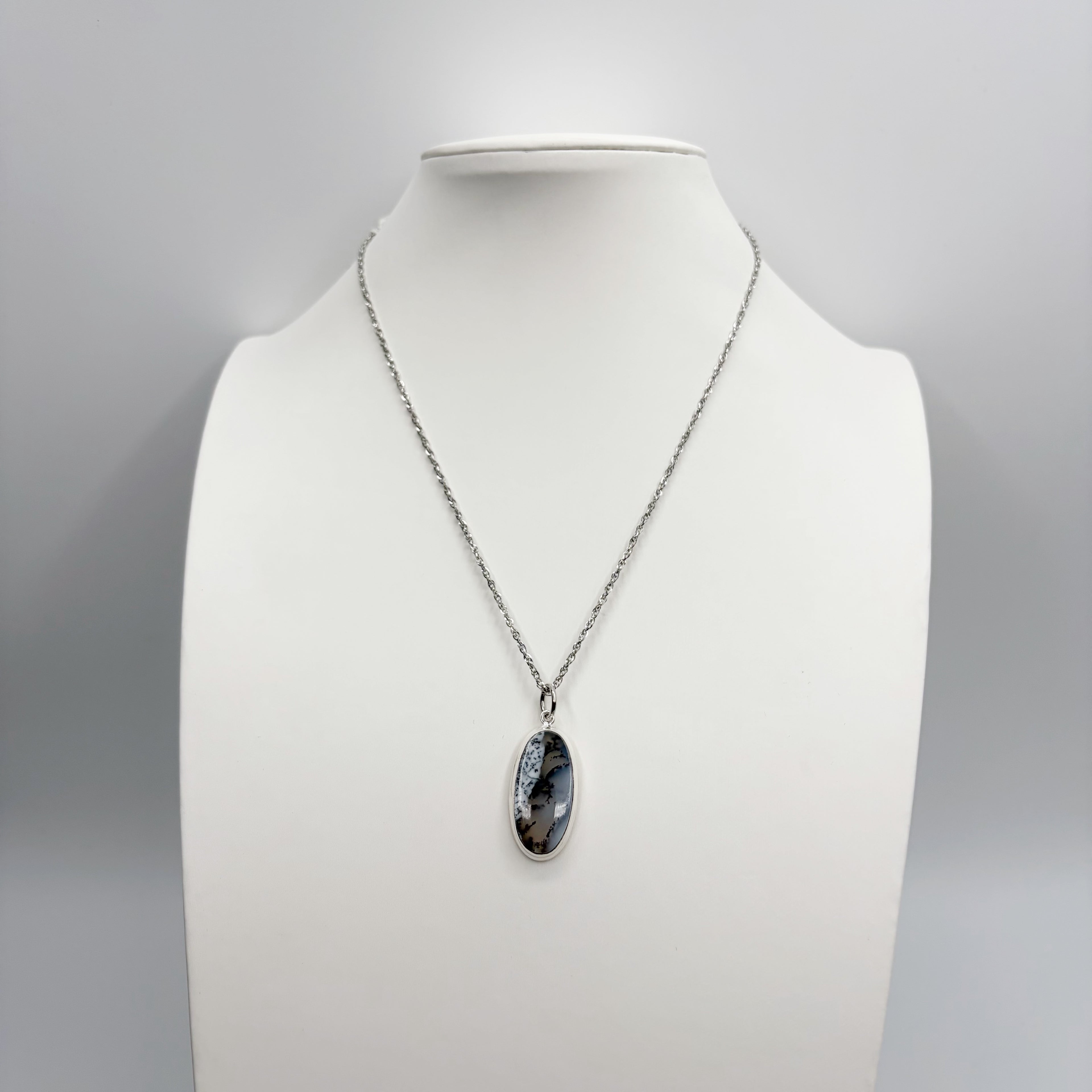 Ciondolo Opale Dendritico e Argento 925 - Ovale