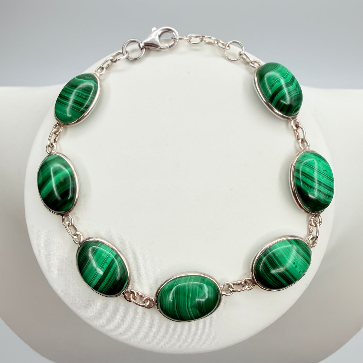 Bracciale Malachite e Argento 925 - Ovale
