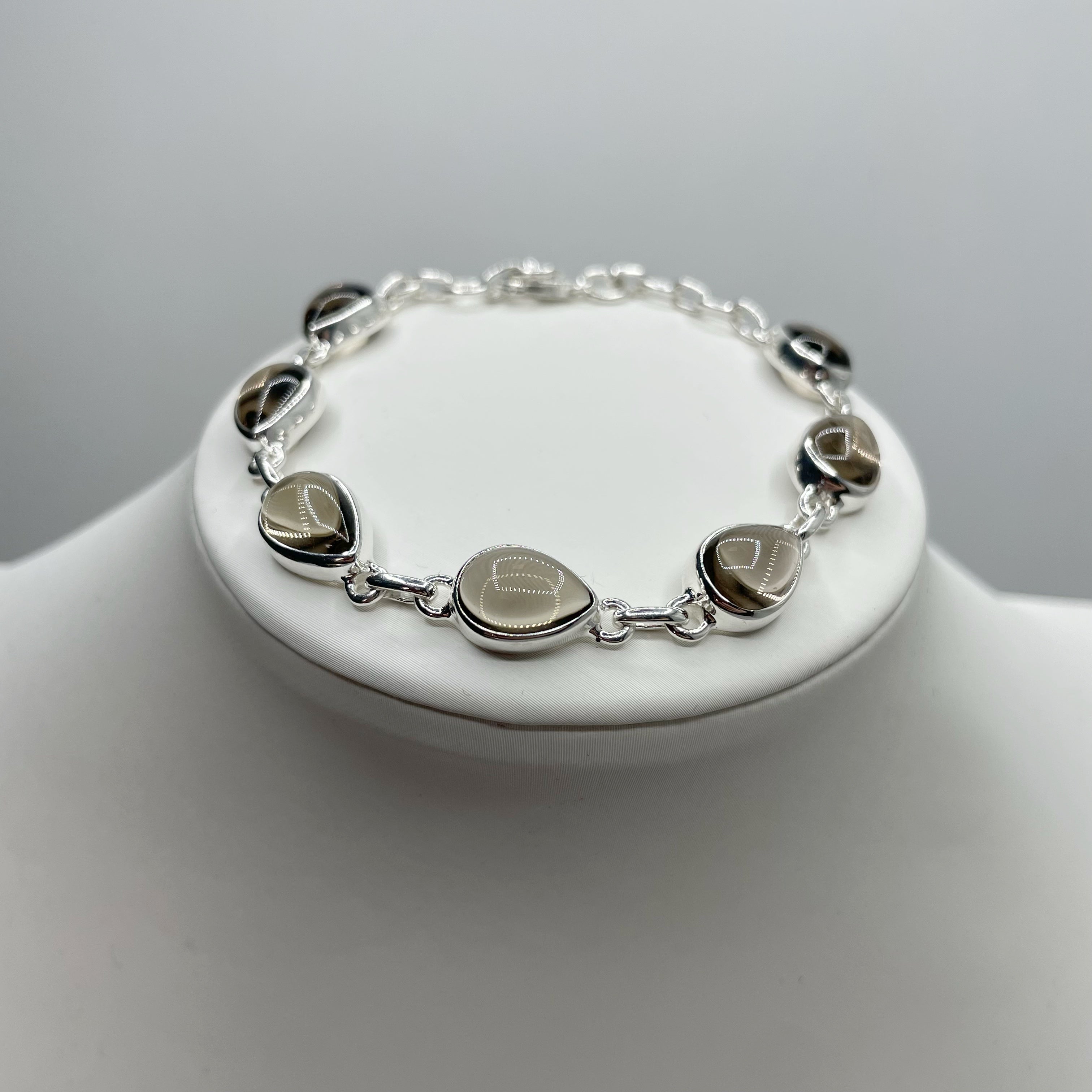 Bracciale Quarzo Fumè a Goccia- Argento 925