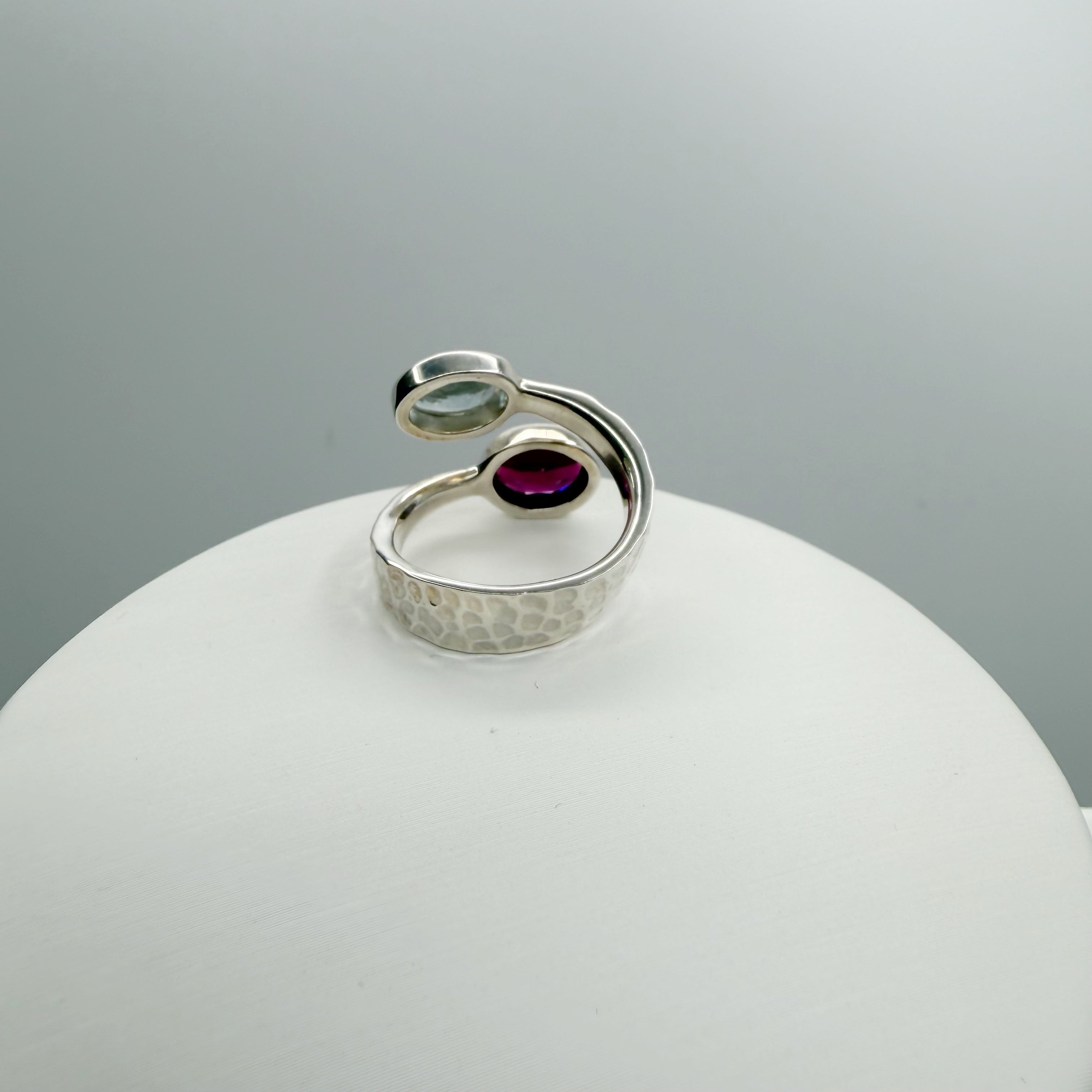 Anello Acquamarina e Granato - Argento 925