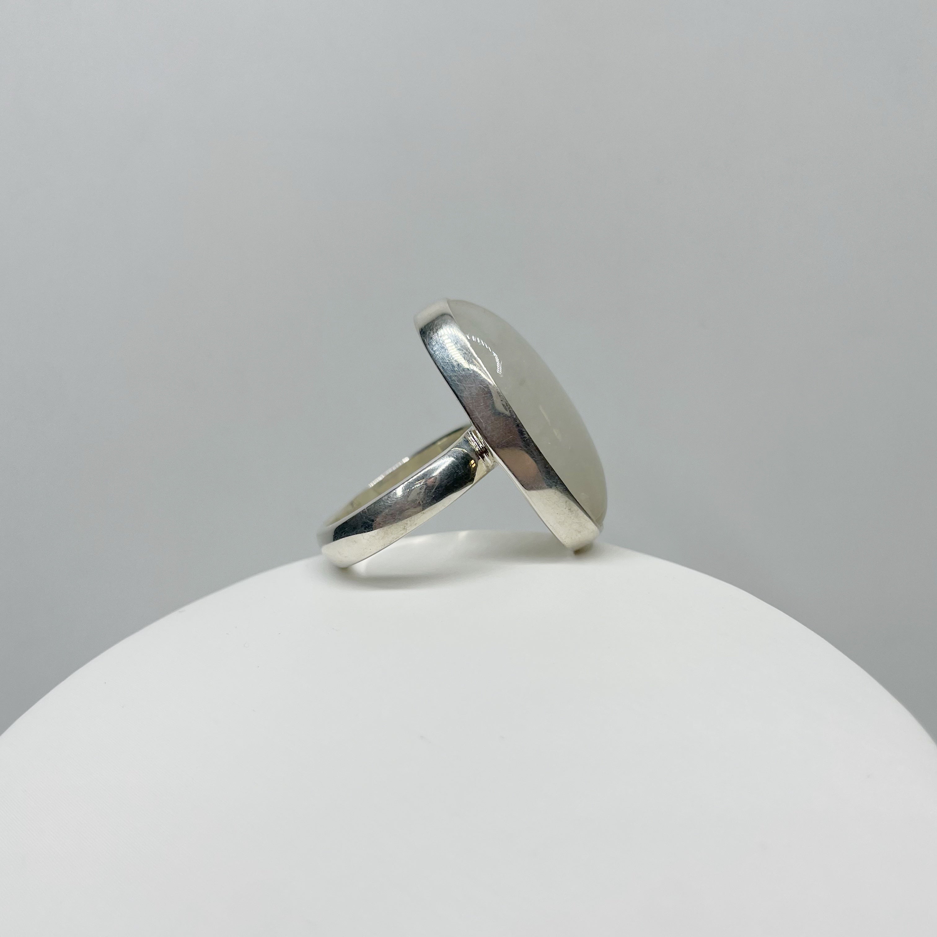 Anello Labradorite Bianca Ovale - Argento 925