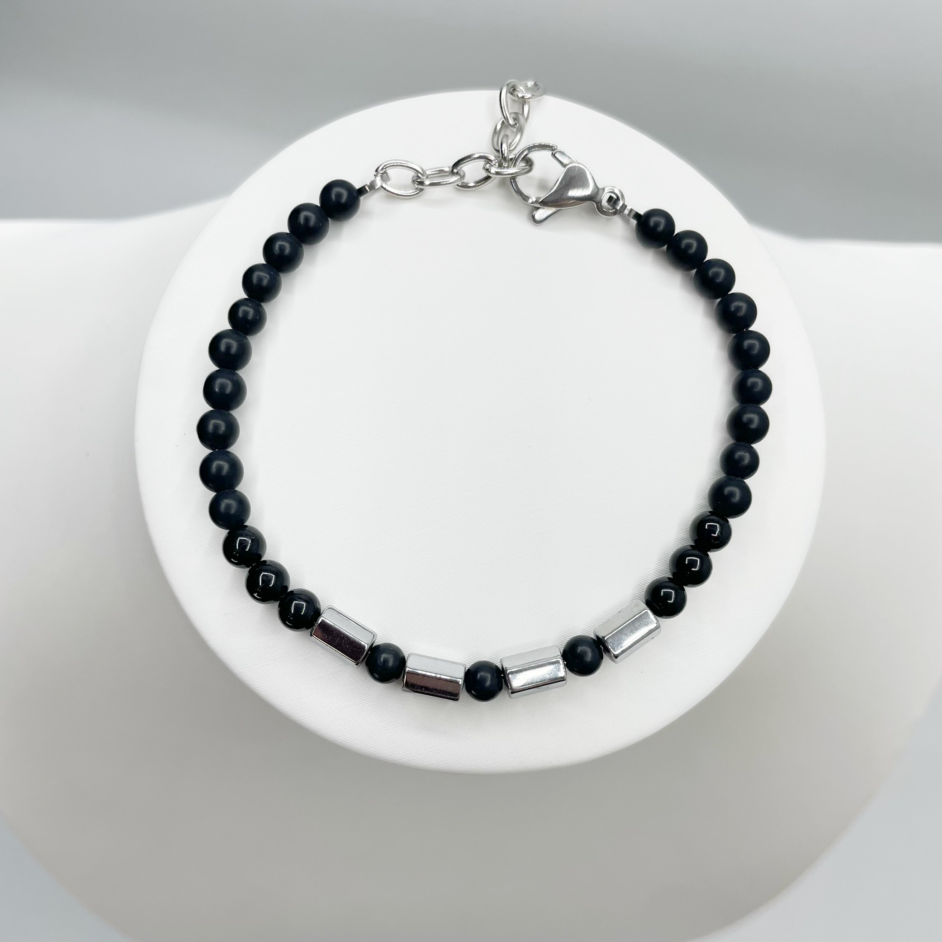 Bracciale Protection Unisex Silver - Tormalina, Onice, Shungite e Ematite