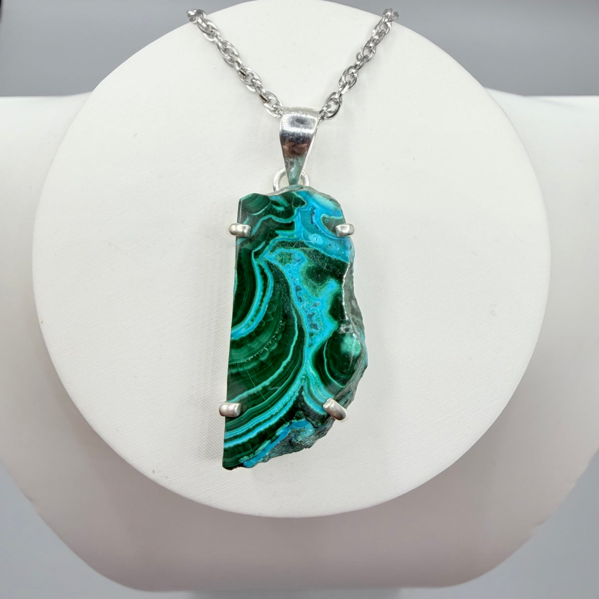 Ciondolo Malachite e Crisocolla Argento 925 - irregolare
