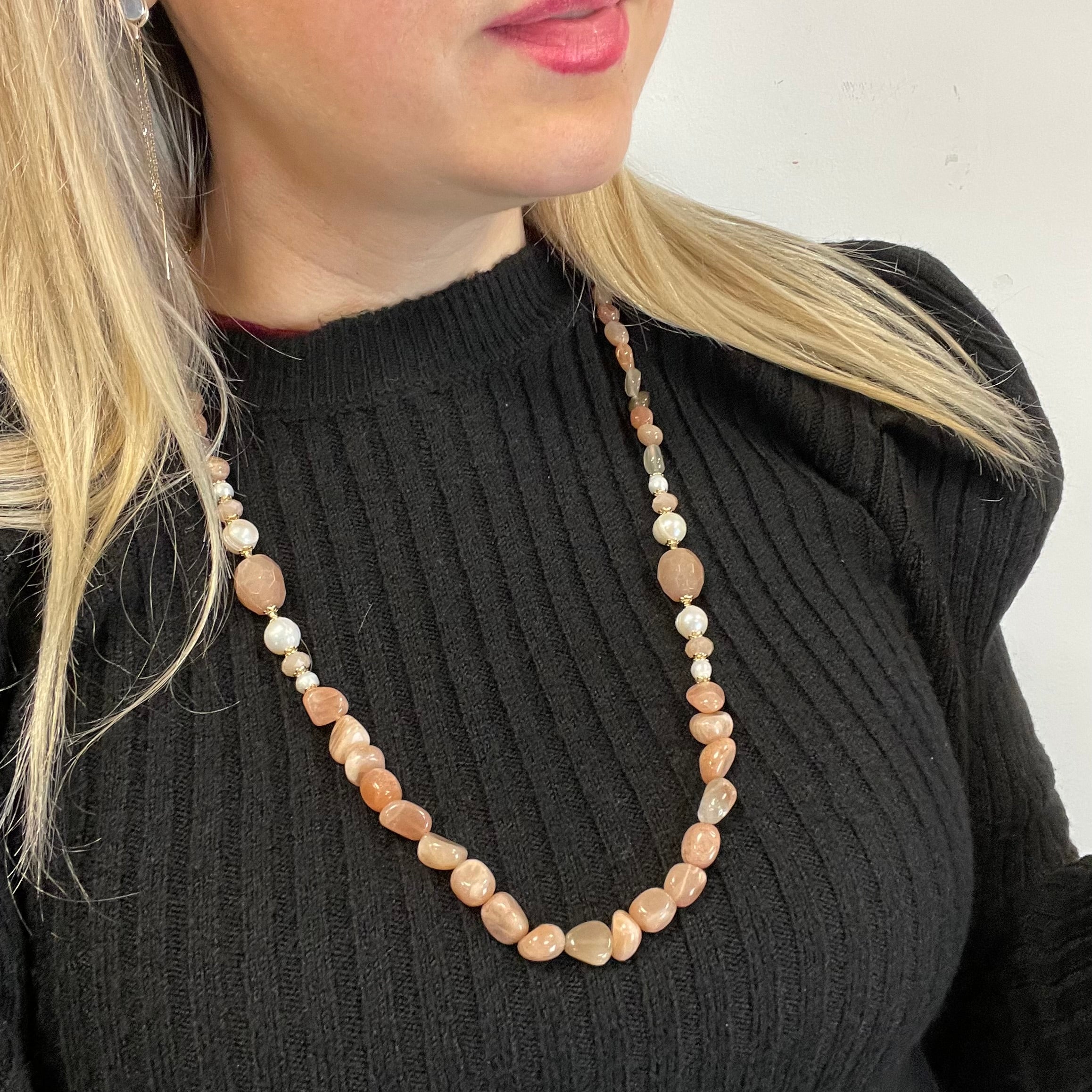 Collana Pietra di Luna e Perle di Fiume