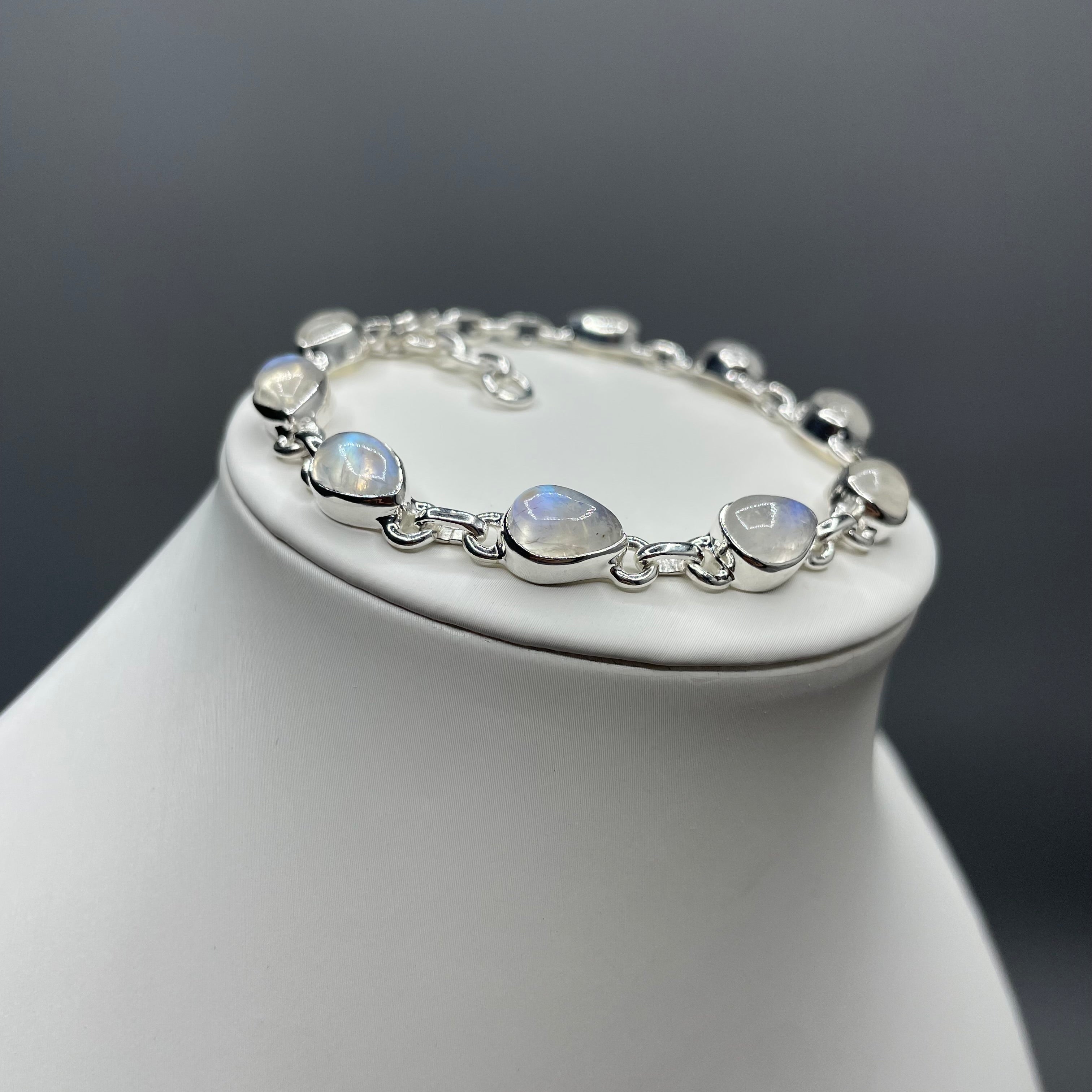 Bracciale Labradorite Bianca e Argento 925 - a Goccia