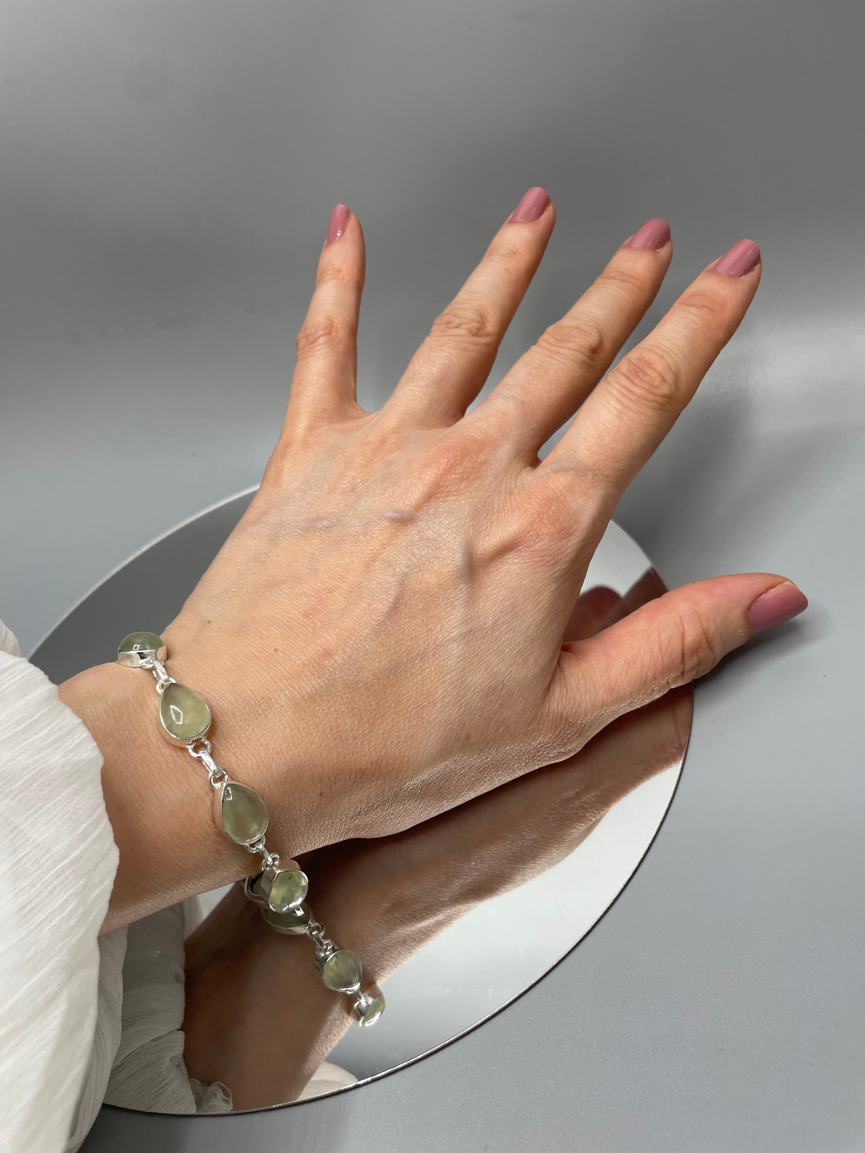 Bracciale Prehnite e Argento 925 - a goccia