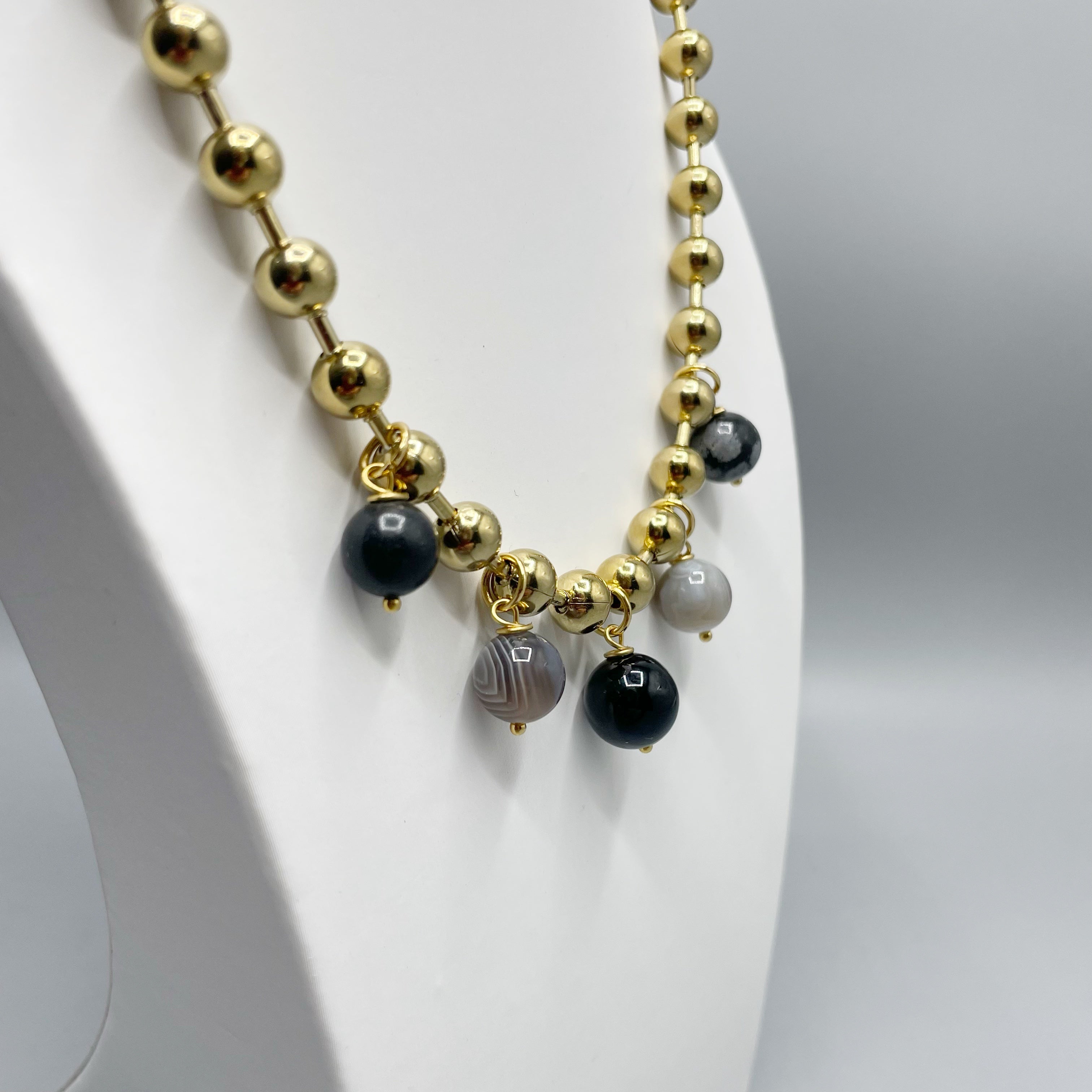 Girocollo Cerchio Protettivo Gold - Occhio di Shiva, Shungite, Ossidiana, Onice
