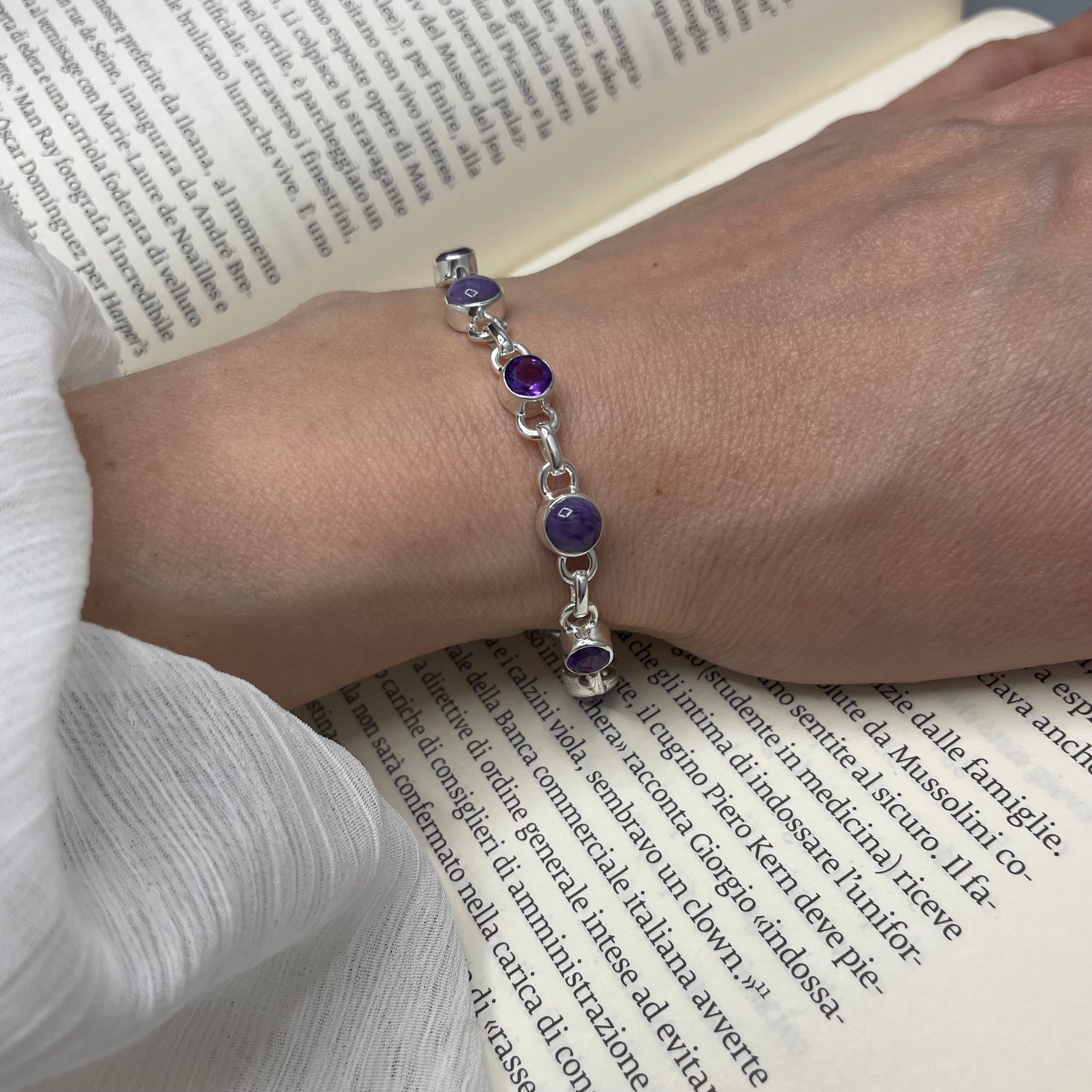 Bracciale Ametista, Ciaroite e Argento 925