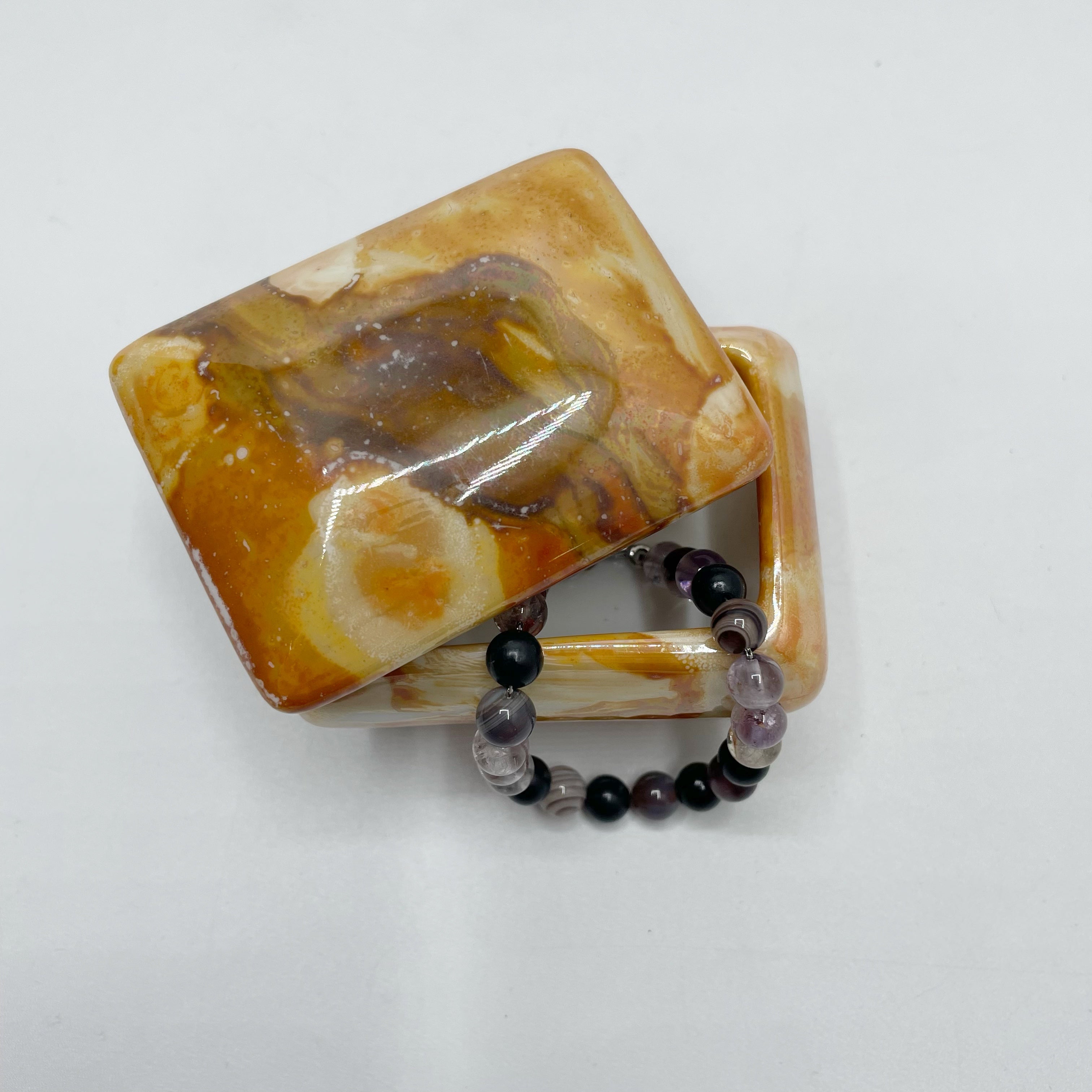 Portagioie piccolo, porcellana dipinta a mano - Arancio