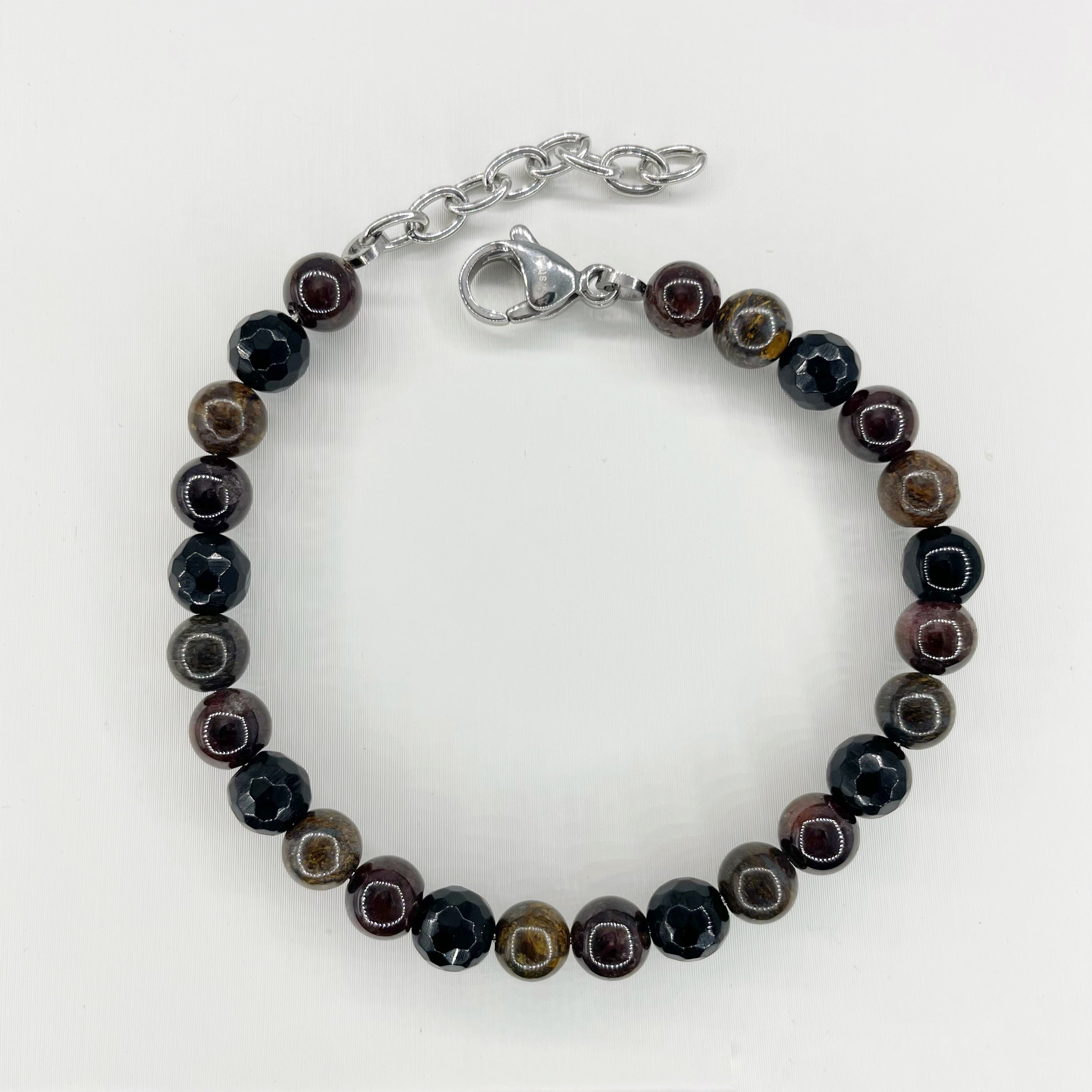Bracciale Infinite Possibilità - Bronzite, Granato e Ossidiana