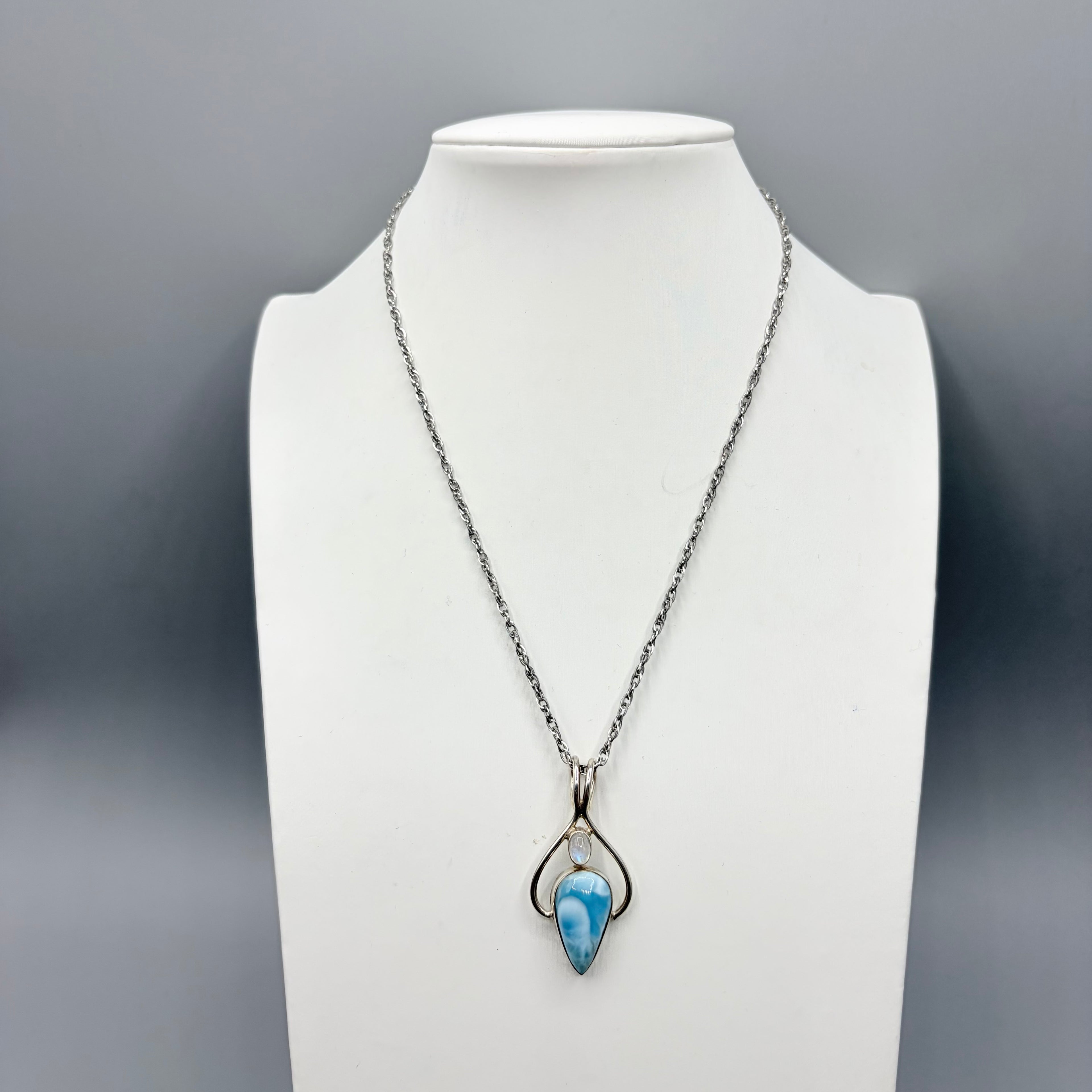 Ciondolo Larimar e Labradorite Bianca | Argento 925