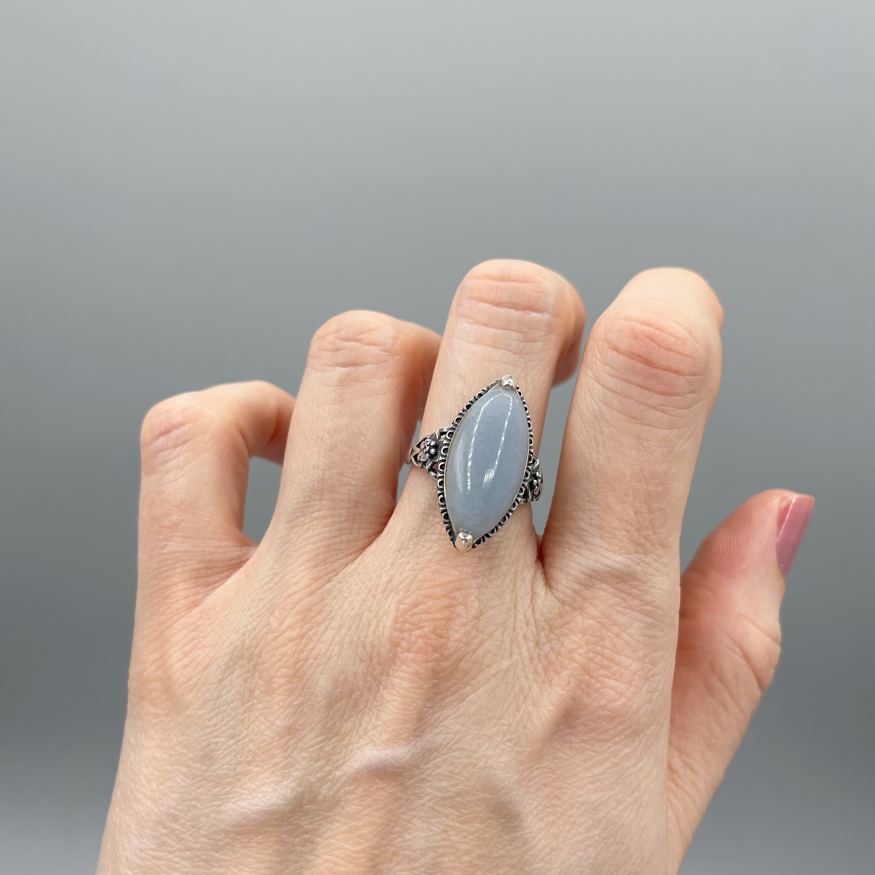 Anello Angelite e Argento 925