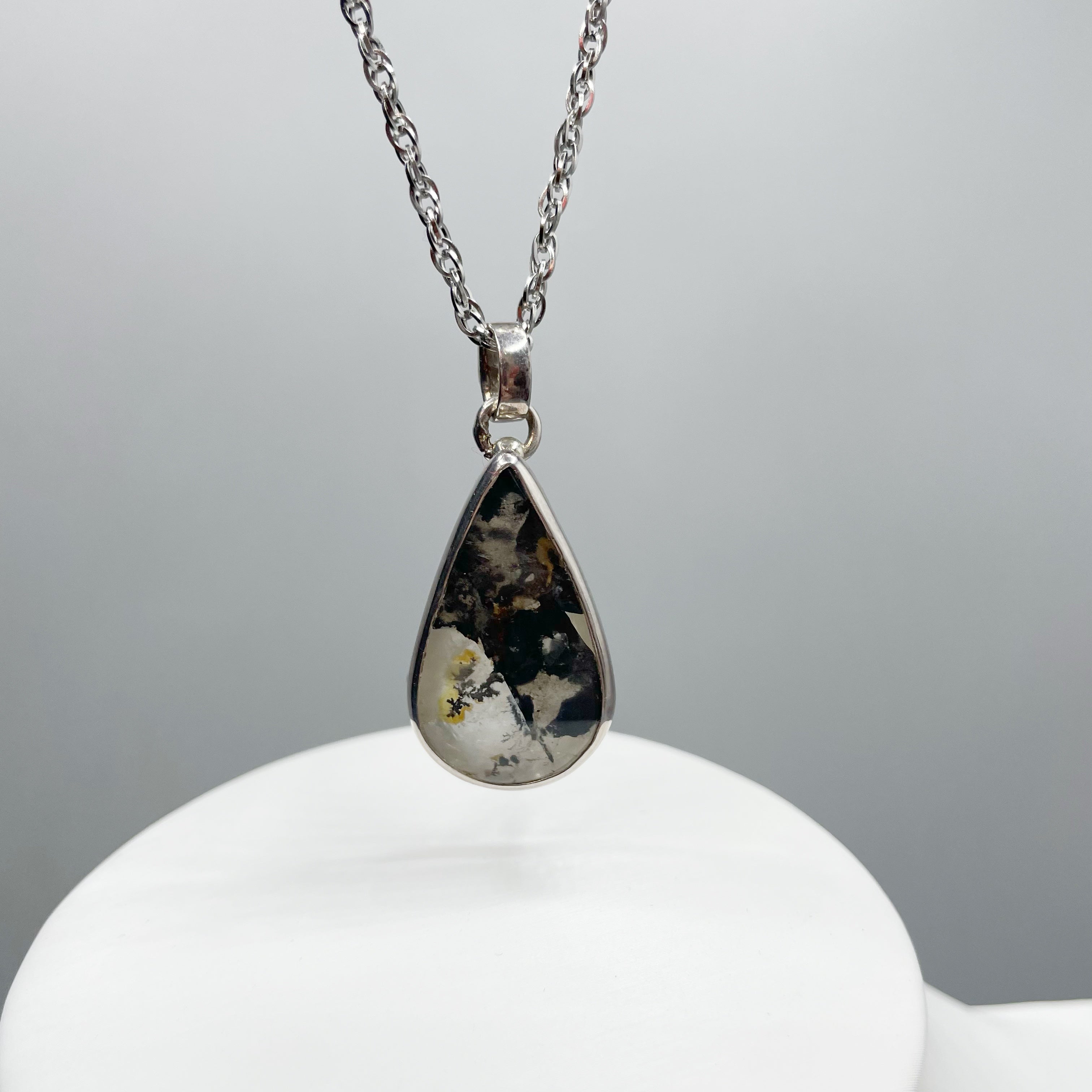 Ciondolo Agata Muschiata e Quarzo Dendritico - Argento 925
