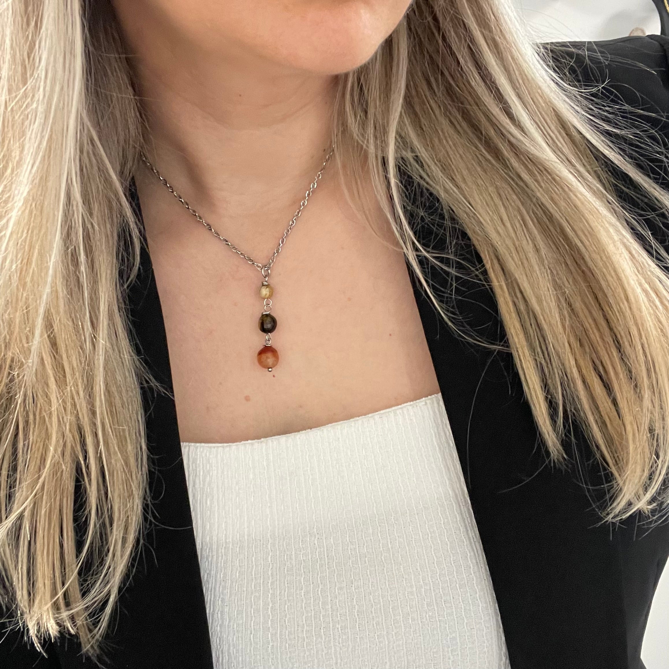 Ciondolo Good Vibes - Corniola, Paesina, Occhio di Tigre