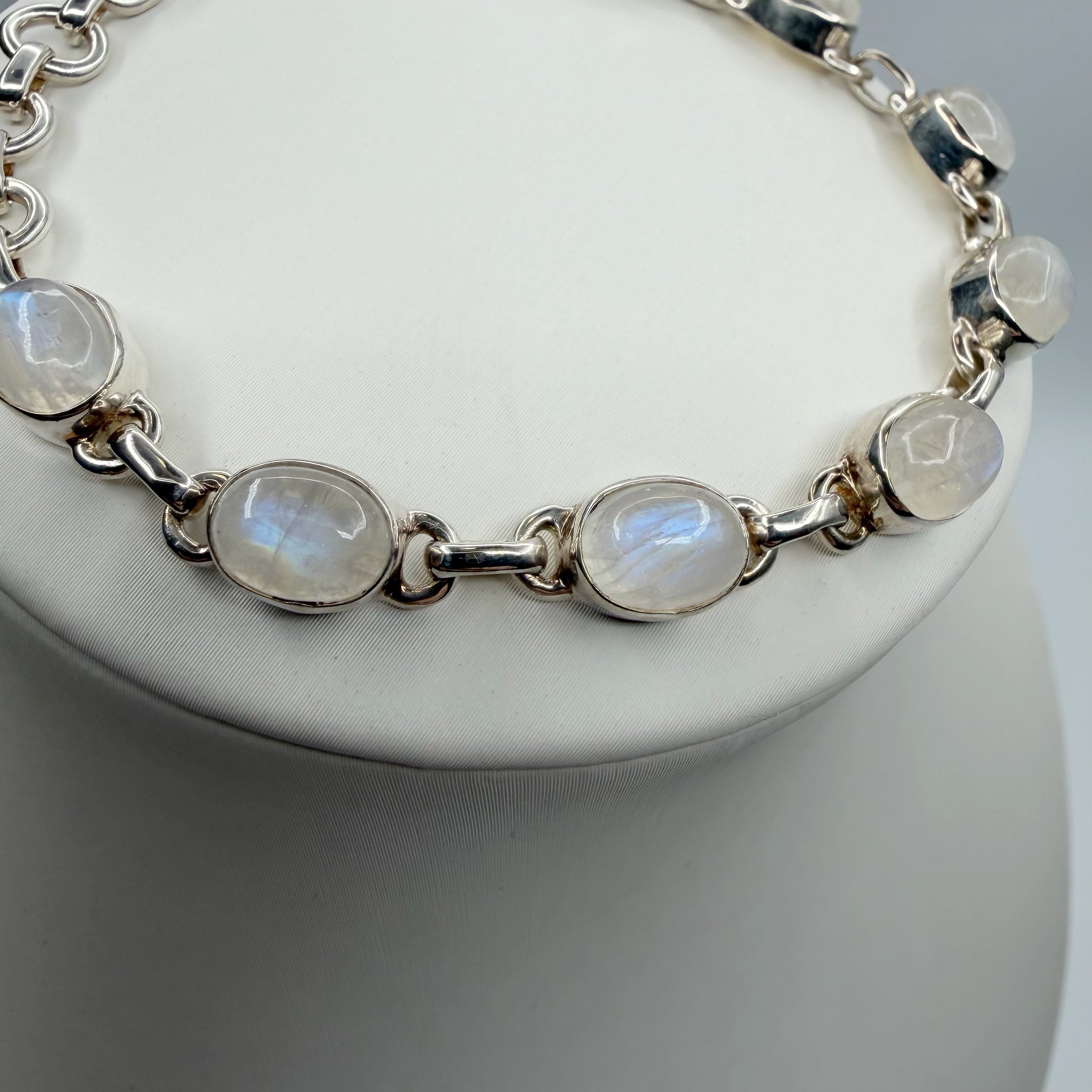 Bracciale Labradorite Bianca e Argento 925 - Ovale