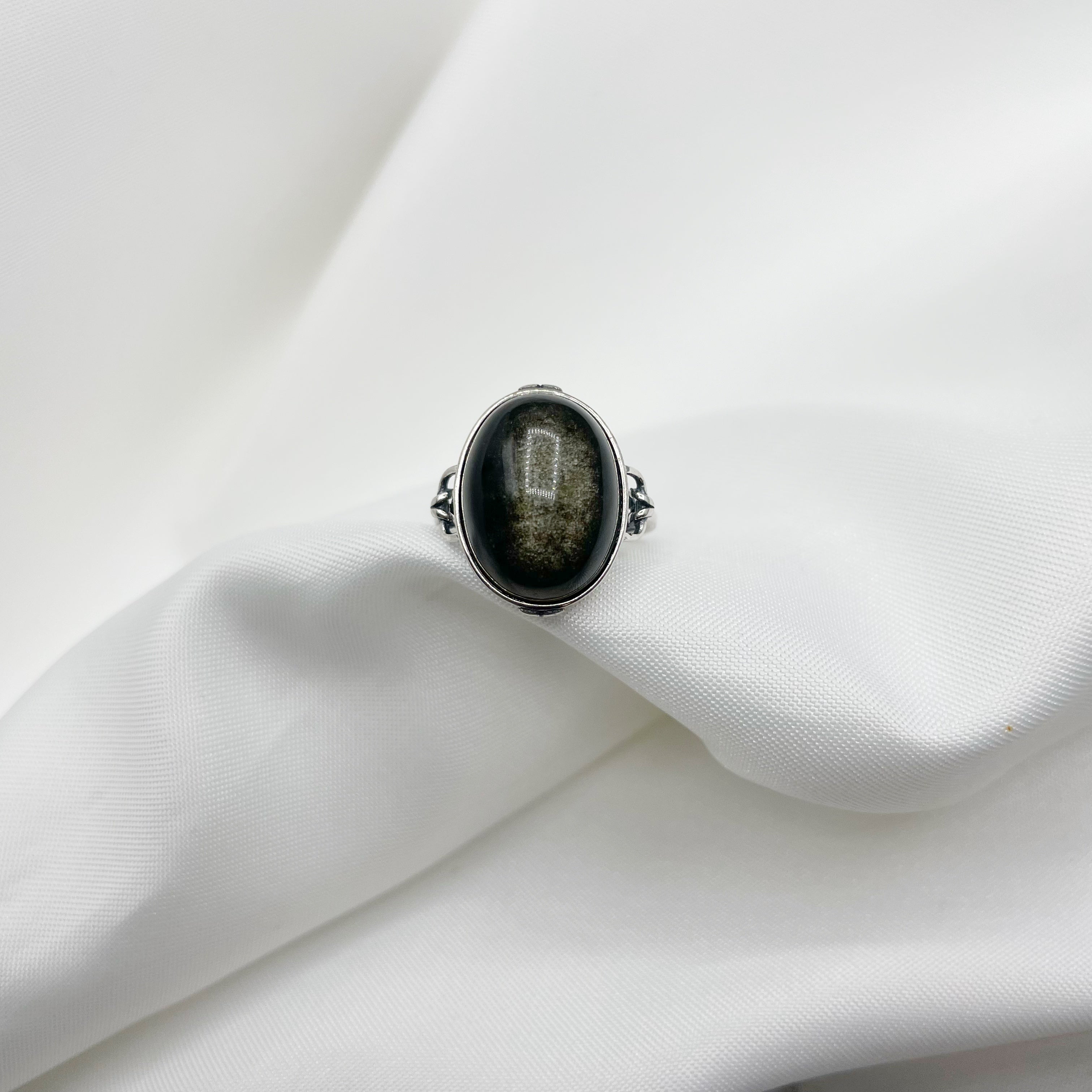Anello Ossidiana Ovale - Argento 925