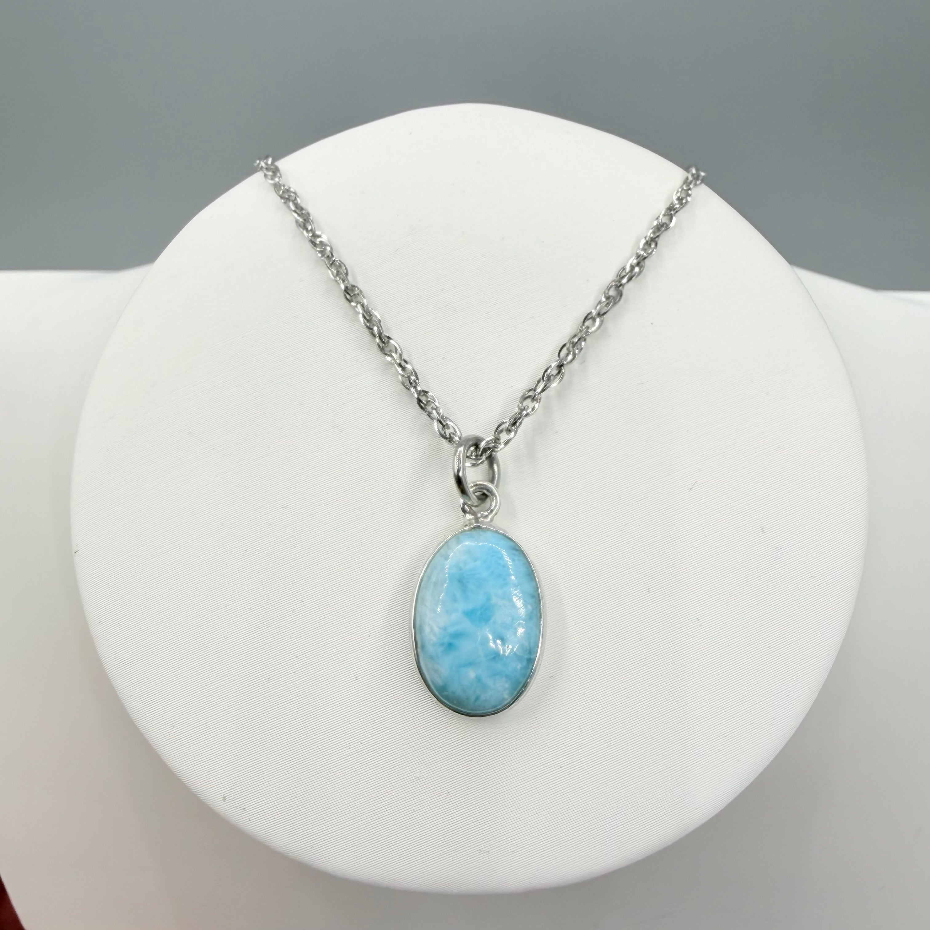Ciondolo Larimar Argento 925 - Ovale piccolo
