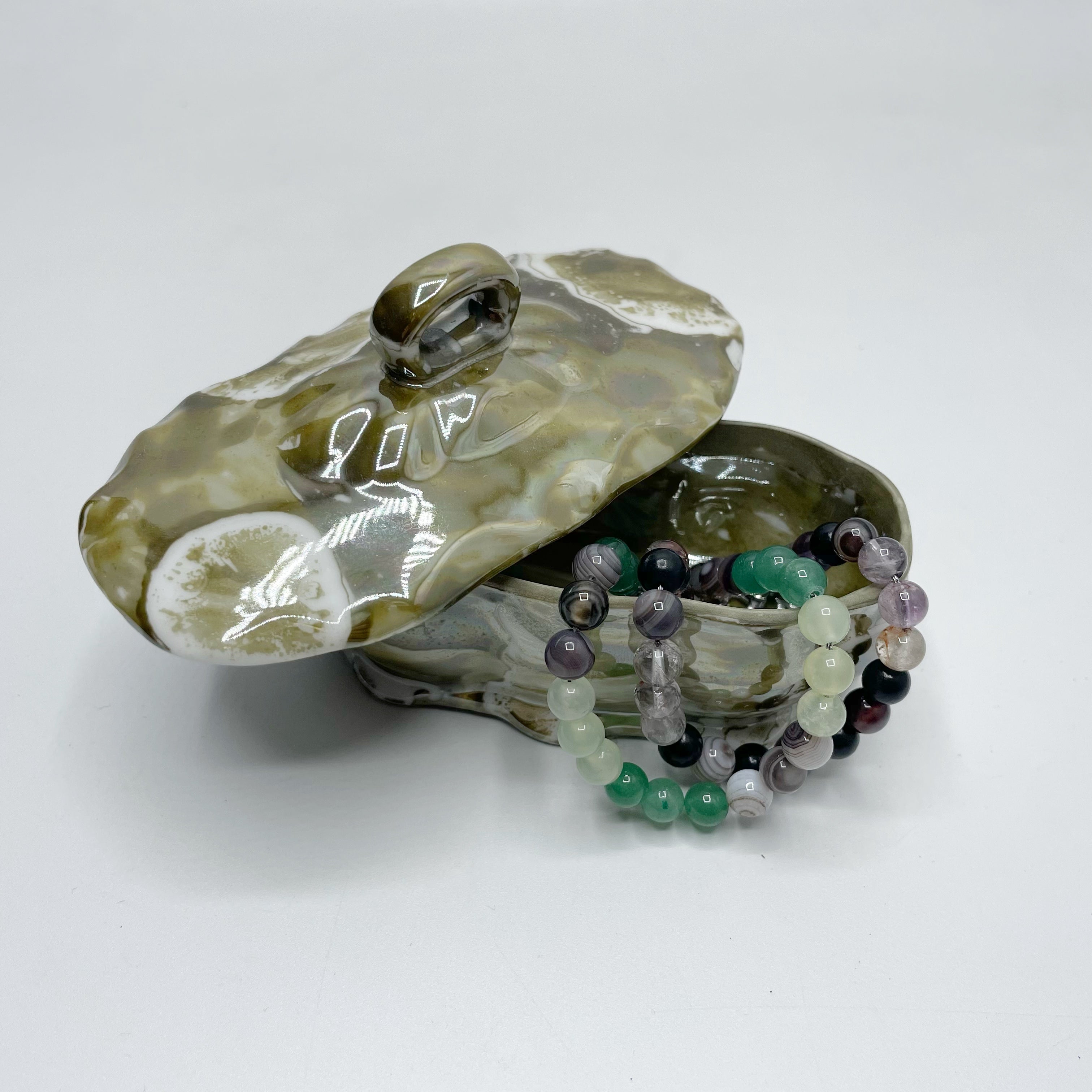 Portagioie Piccolo, porcellana dipinta a mano - Verde