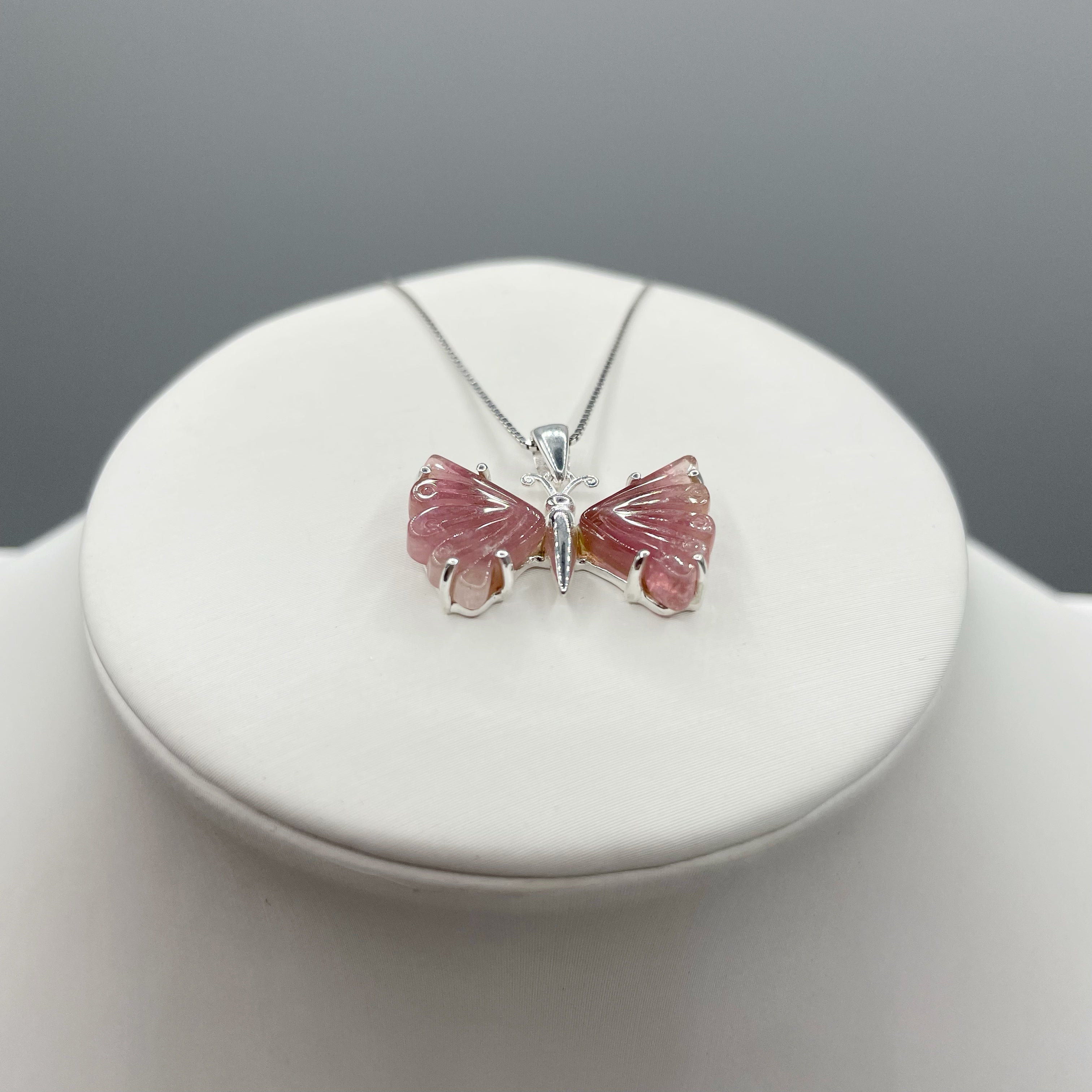 Ciondolo Farfalla Tormalina Rosa e Argento 925