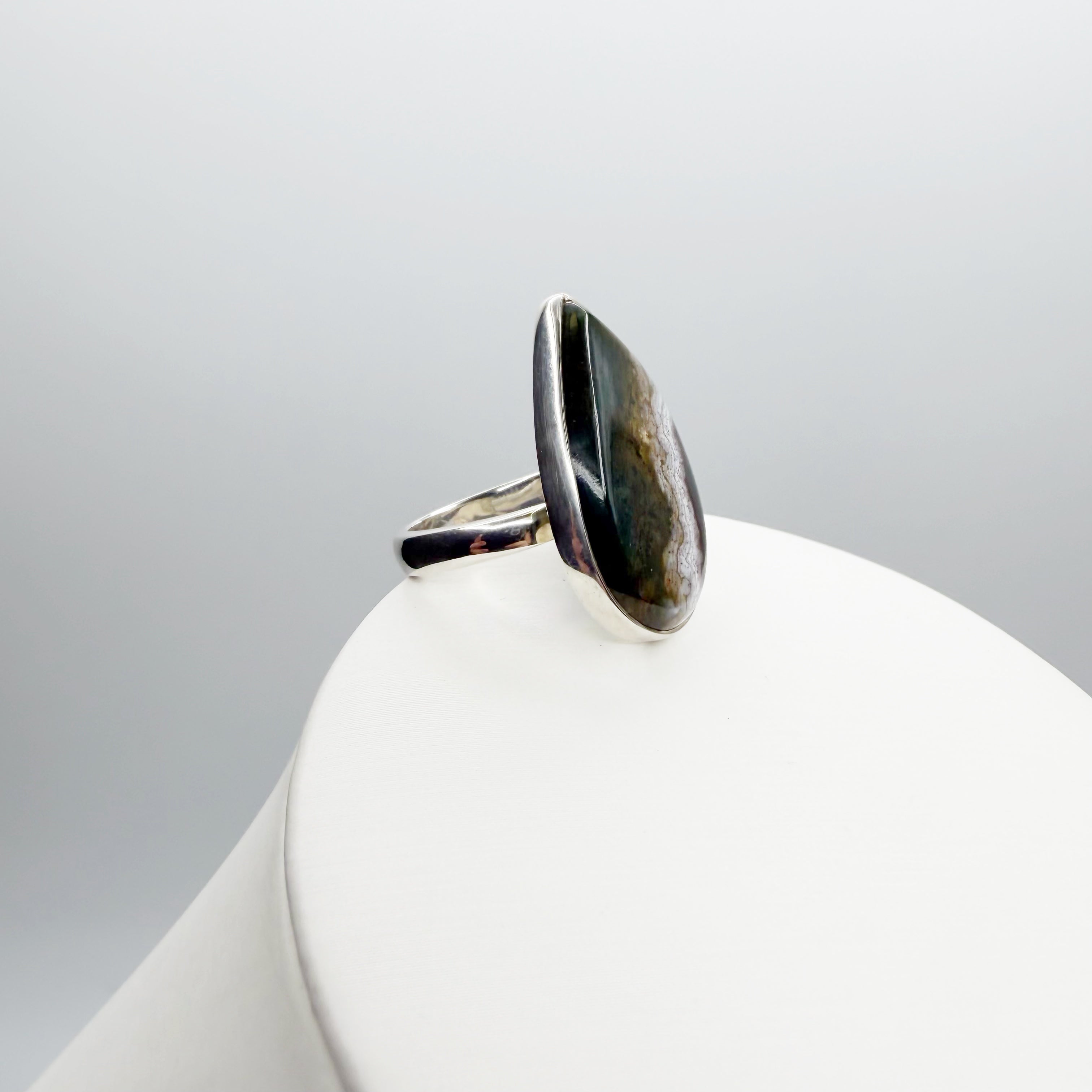 Anello Diaspro Oceano Argento 925 - a Goccia