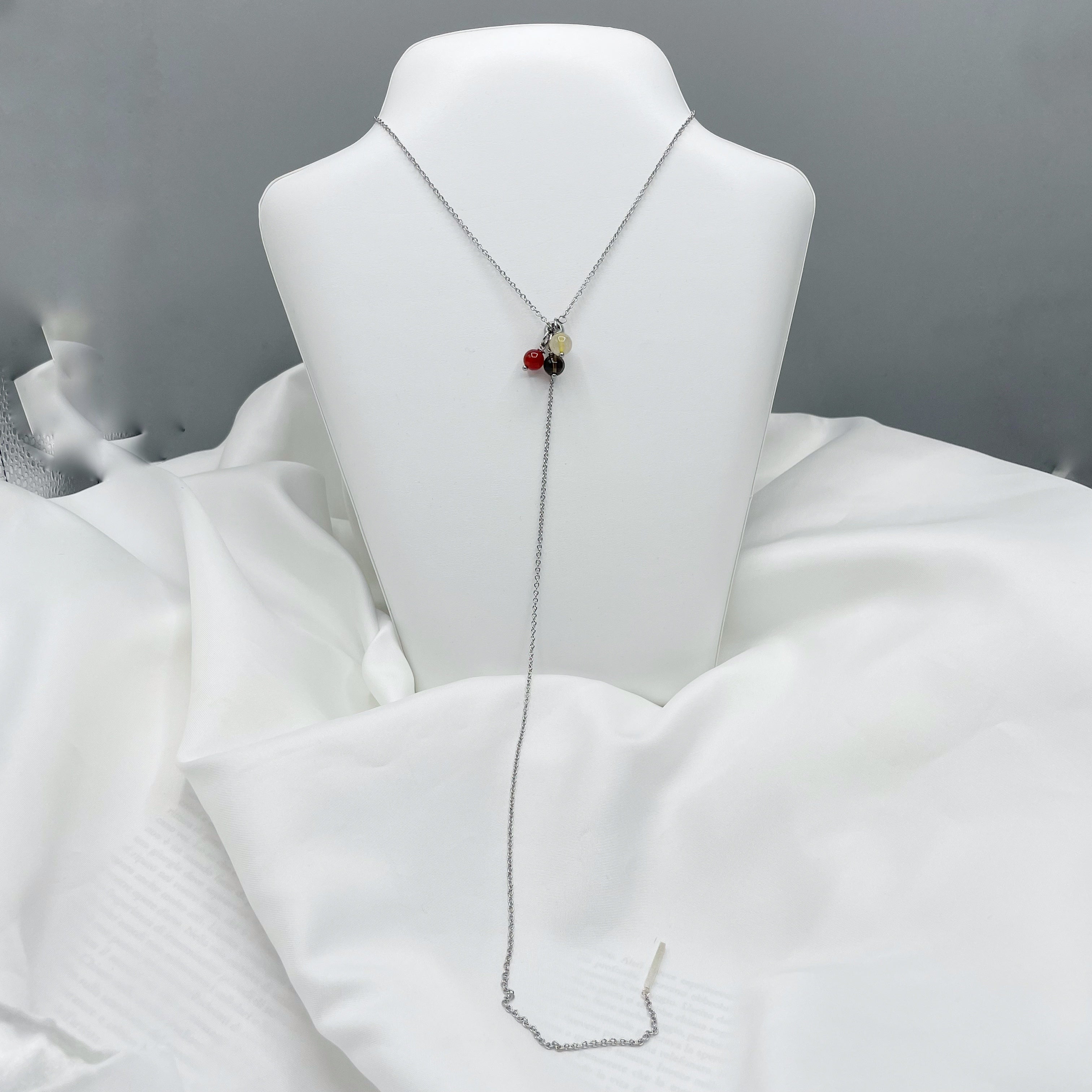 Collana Energy Charm - Corniola, Quarzo Fumè, Super Seven Acciaio inossidabile