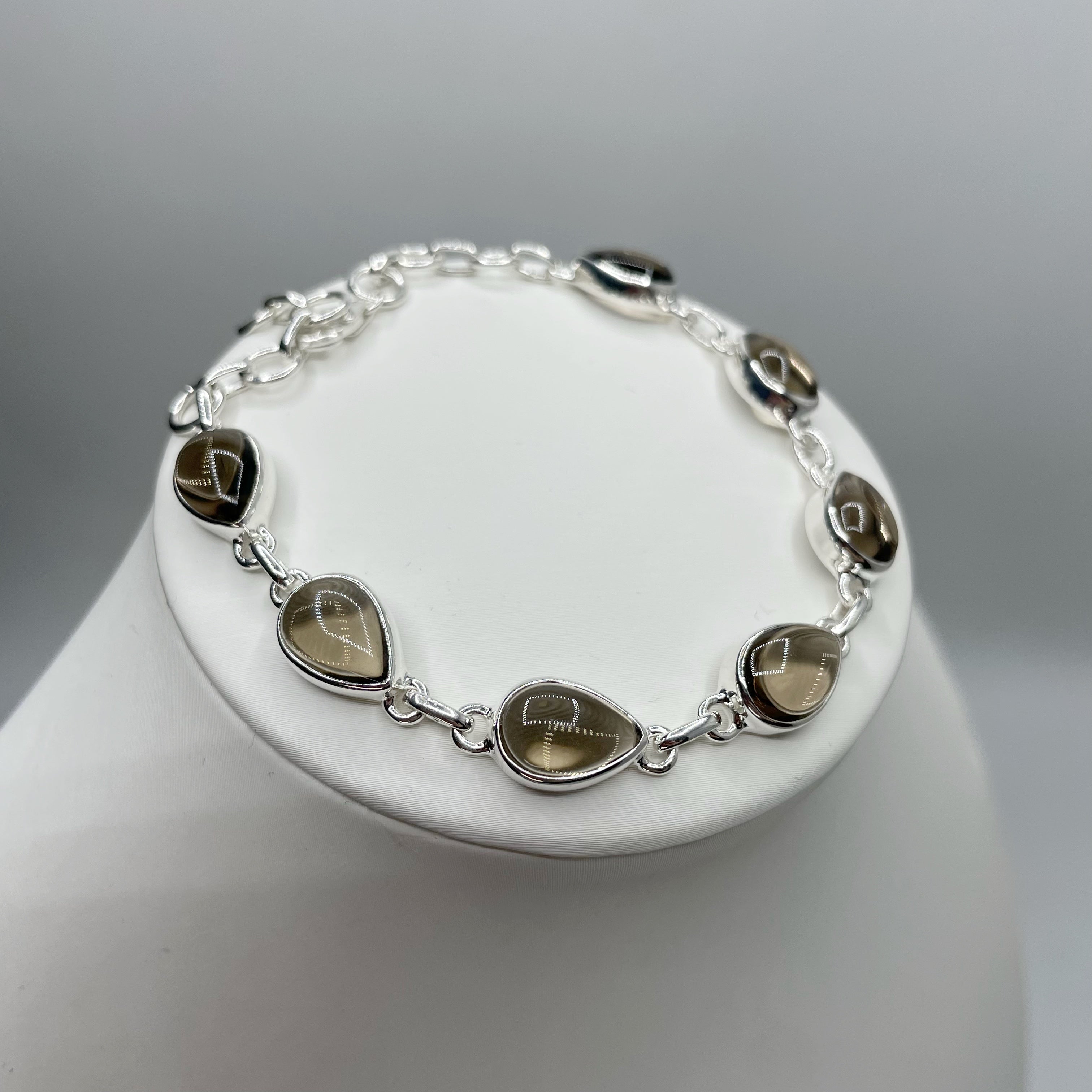 Bracciale Quarzo Fumè a Goccia- Argento 925