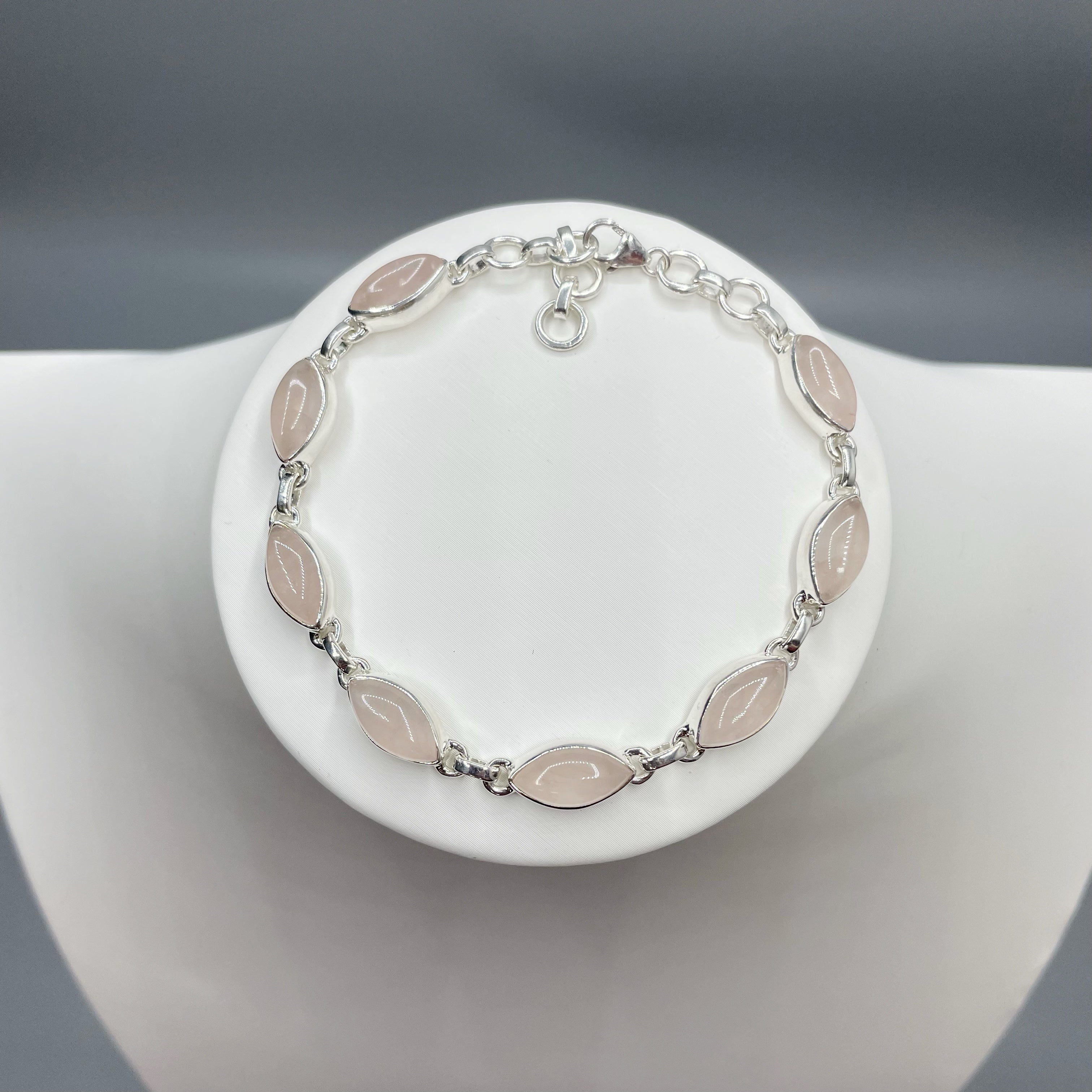 Bracciale Quarzo Rosa e Argento 925