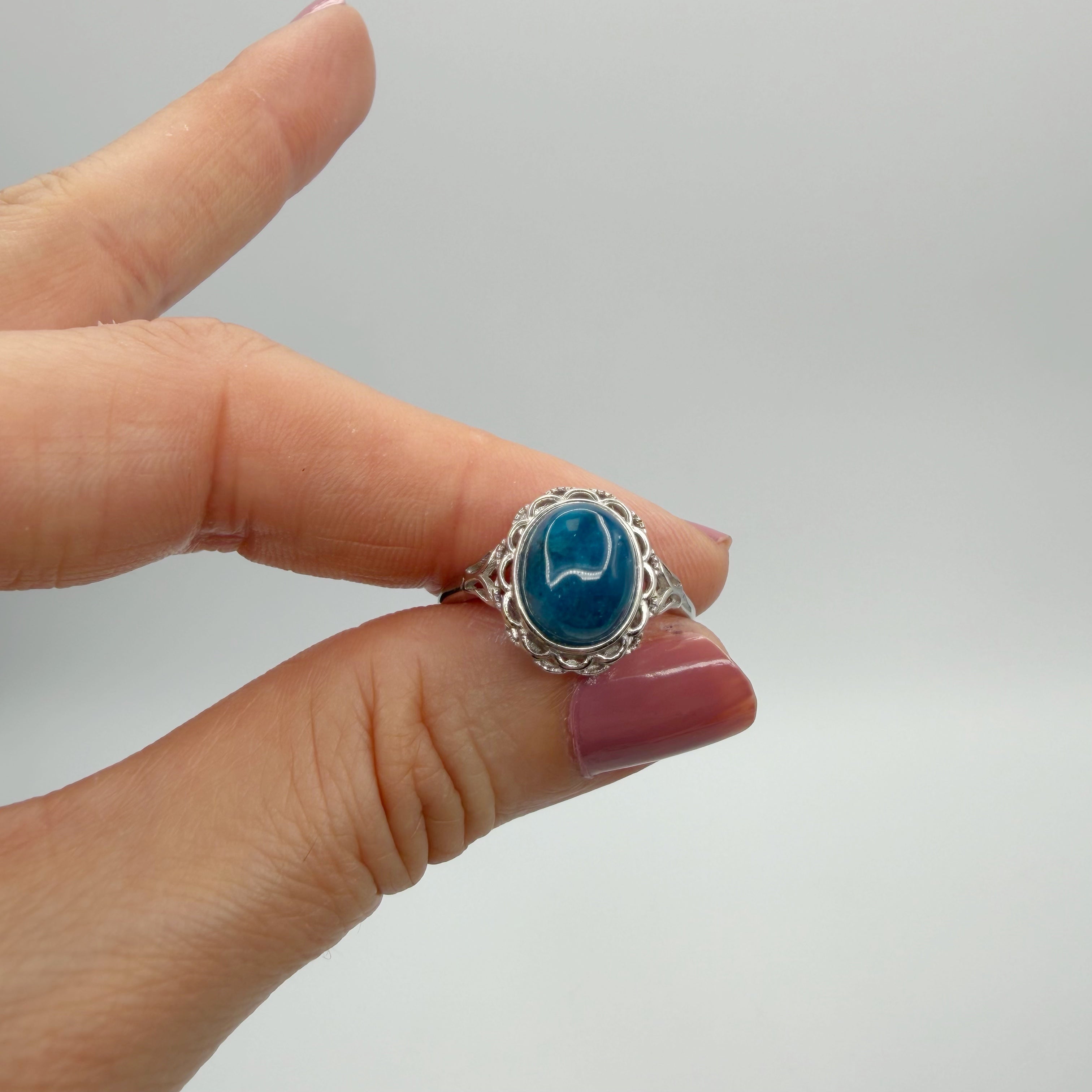 Anello Apatite Ovale - Argento 925