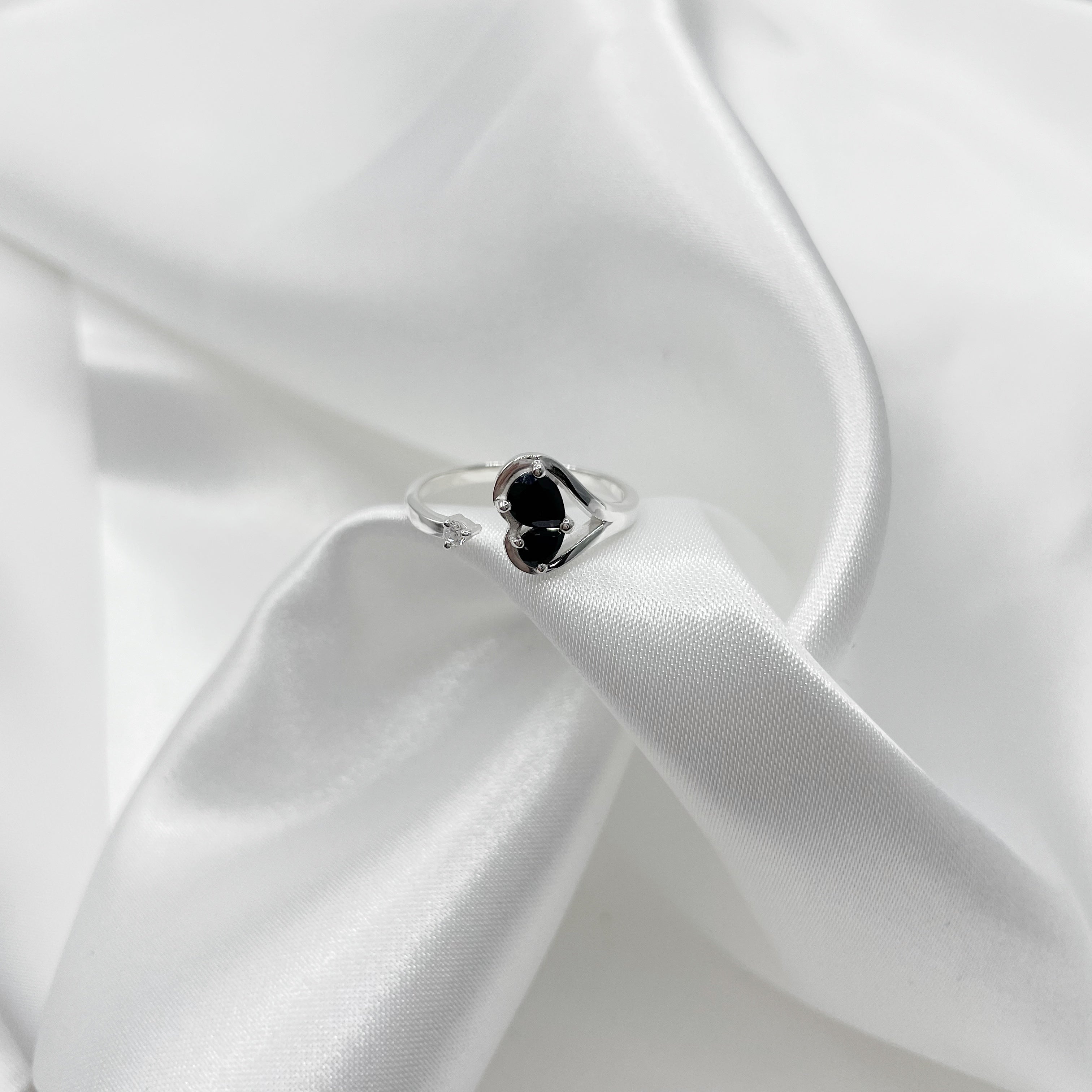 Anello Tormalina Nera e Topazio Bianco - Argento 925