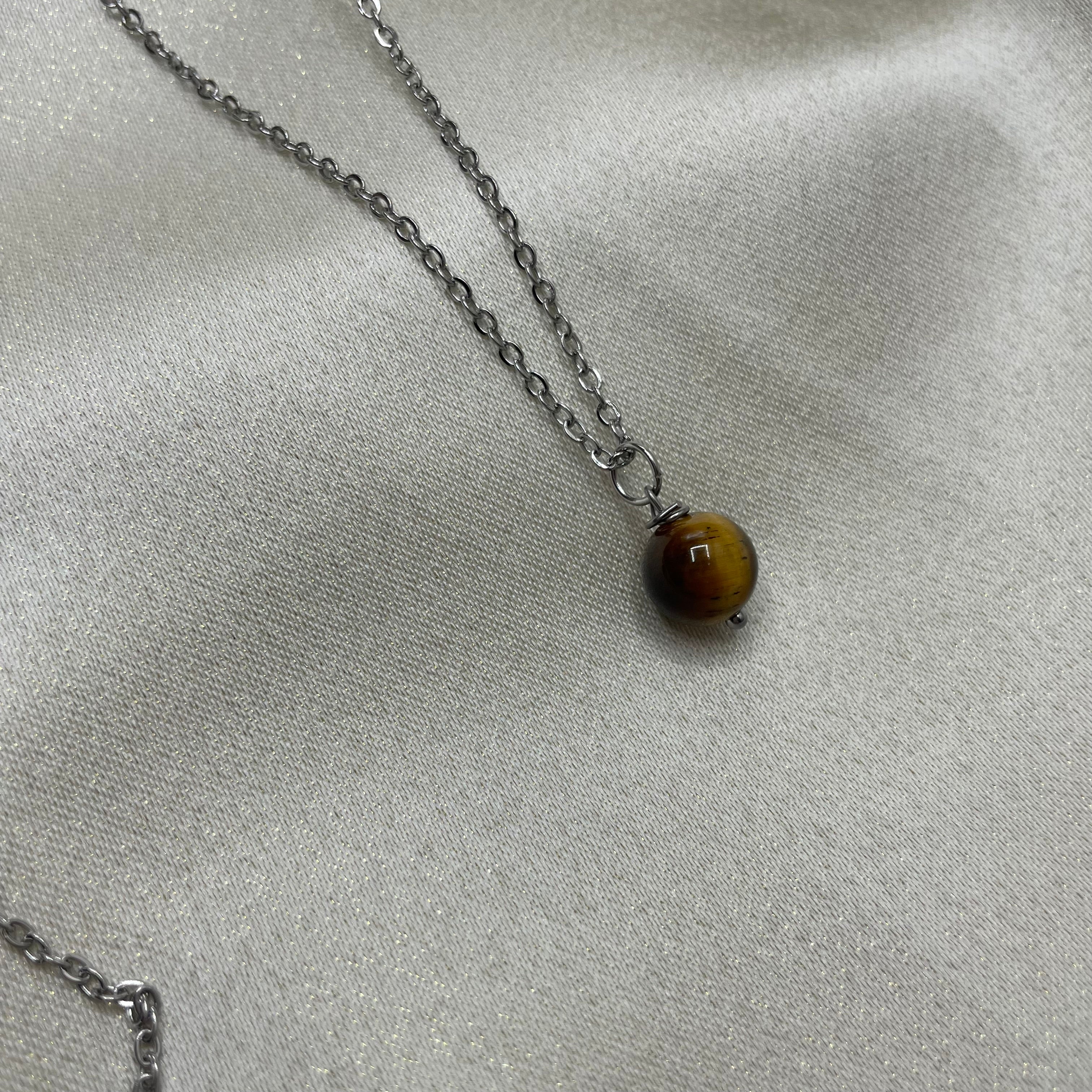 Collana lunga Occhio di Tigre - acciaio