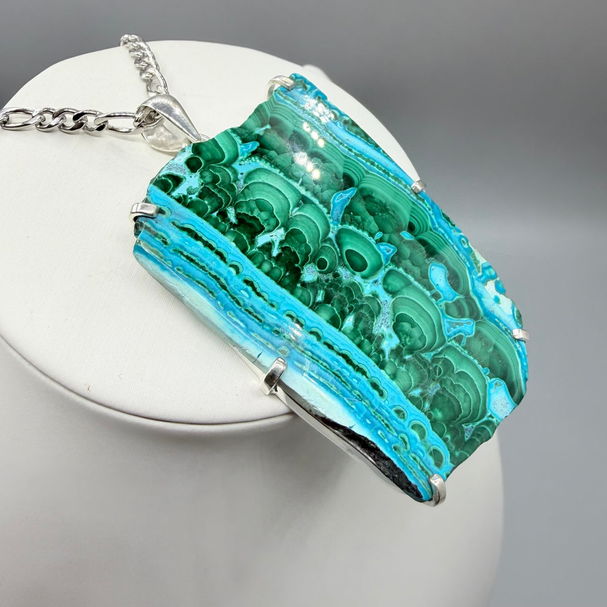 Ciondolo Malachite e Crisocolla Argento 925 - grande